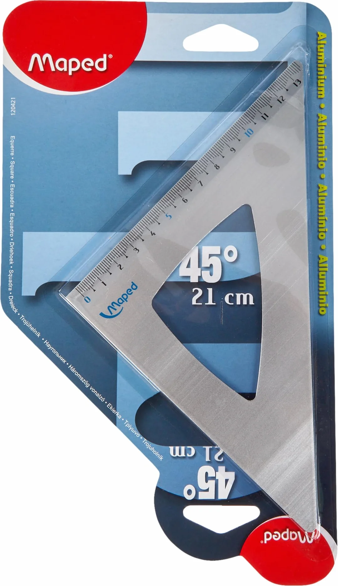 Maped Triangolo da disegno 45 gradi alluminio 210 mm x 13 cm