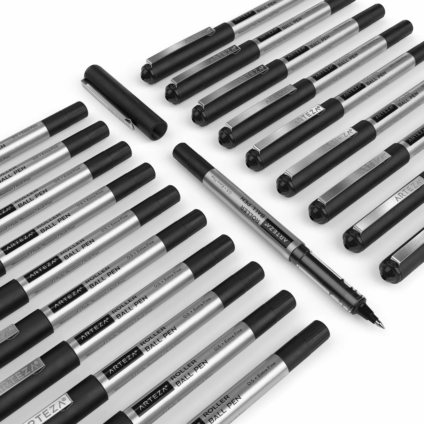 ARTEZA, Confezione da 20 penne a inchiostro liquido nero da 0,5 mm per bullet journal, penne a sfera a punta fine, forniture per ufficio per scrivere, prendere appunti e fare schizzi