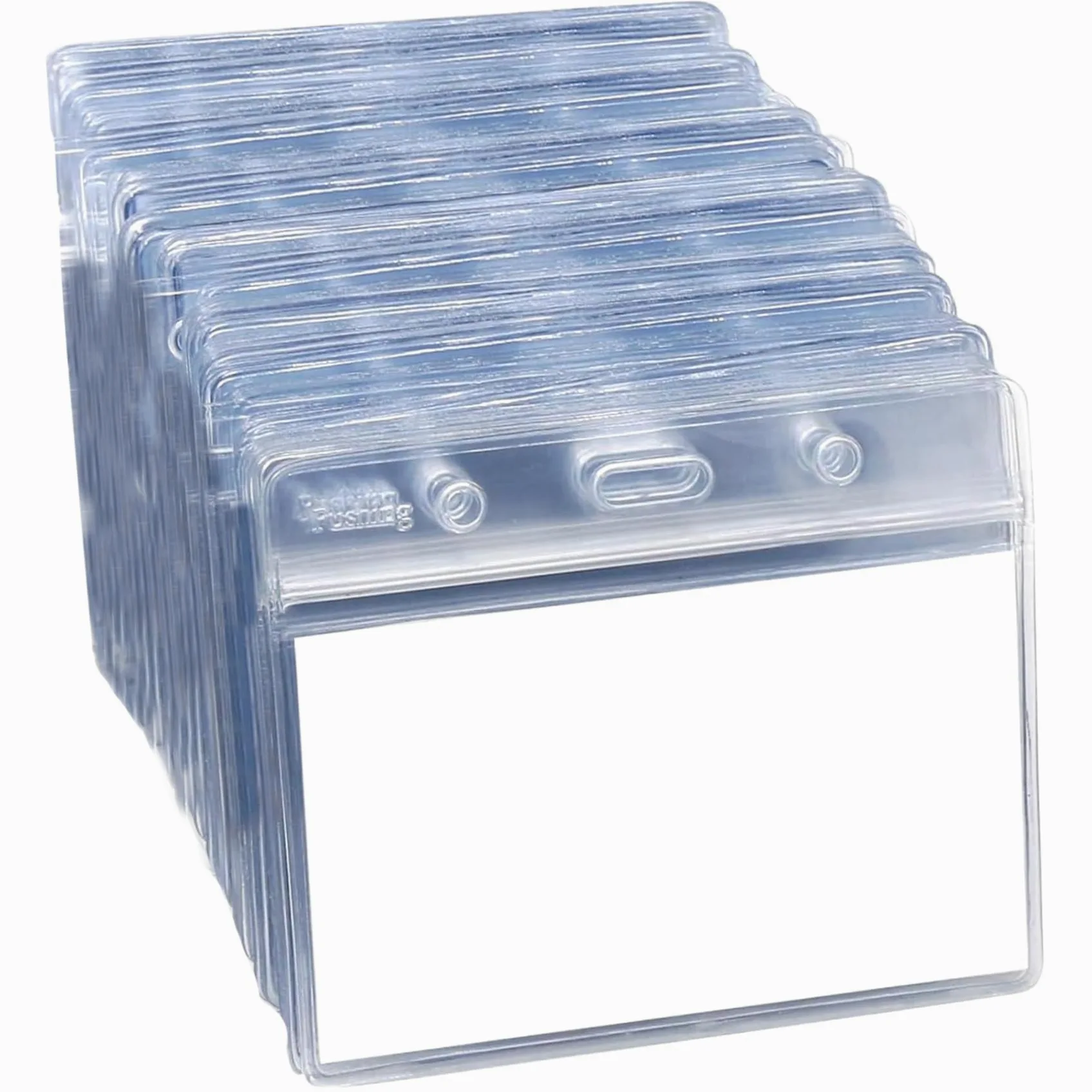 Portabadge orizzontale, portabadge trasparente da 100 pezzi da 4x3 pollici, targhetta con nome in plastica, senza custodia con cerniera per un caricamento facile e veloce degli inserti delle cart.