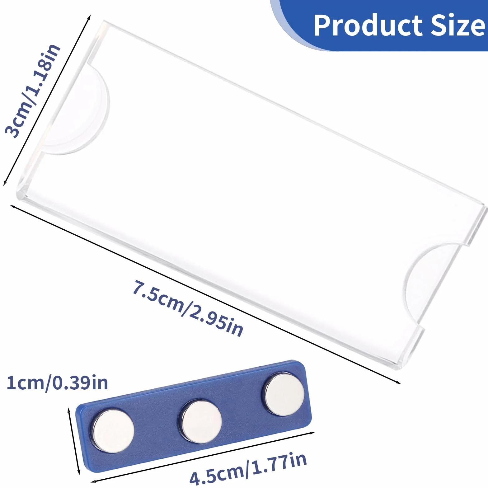 JIANTA 10 Pezzi Targhette Magnetiche 75 x 30 mm Magnete per Abbigliamento Porta Badge Riutilizzabile