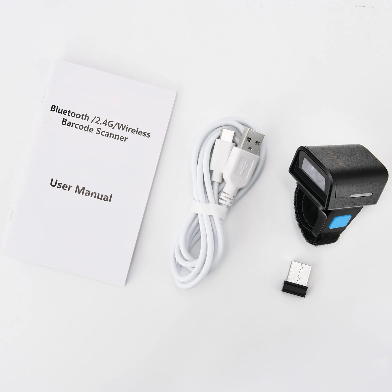 Lettore di codici a barre portatile Bluetooth 1D 2D, lettore di codici a barre portatile con connessione wireless e USB a 2,4 GHz