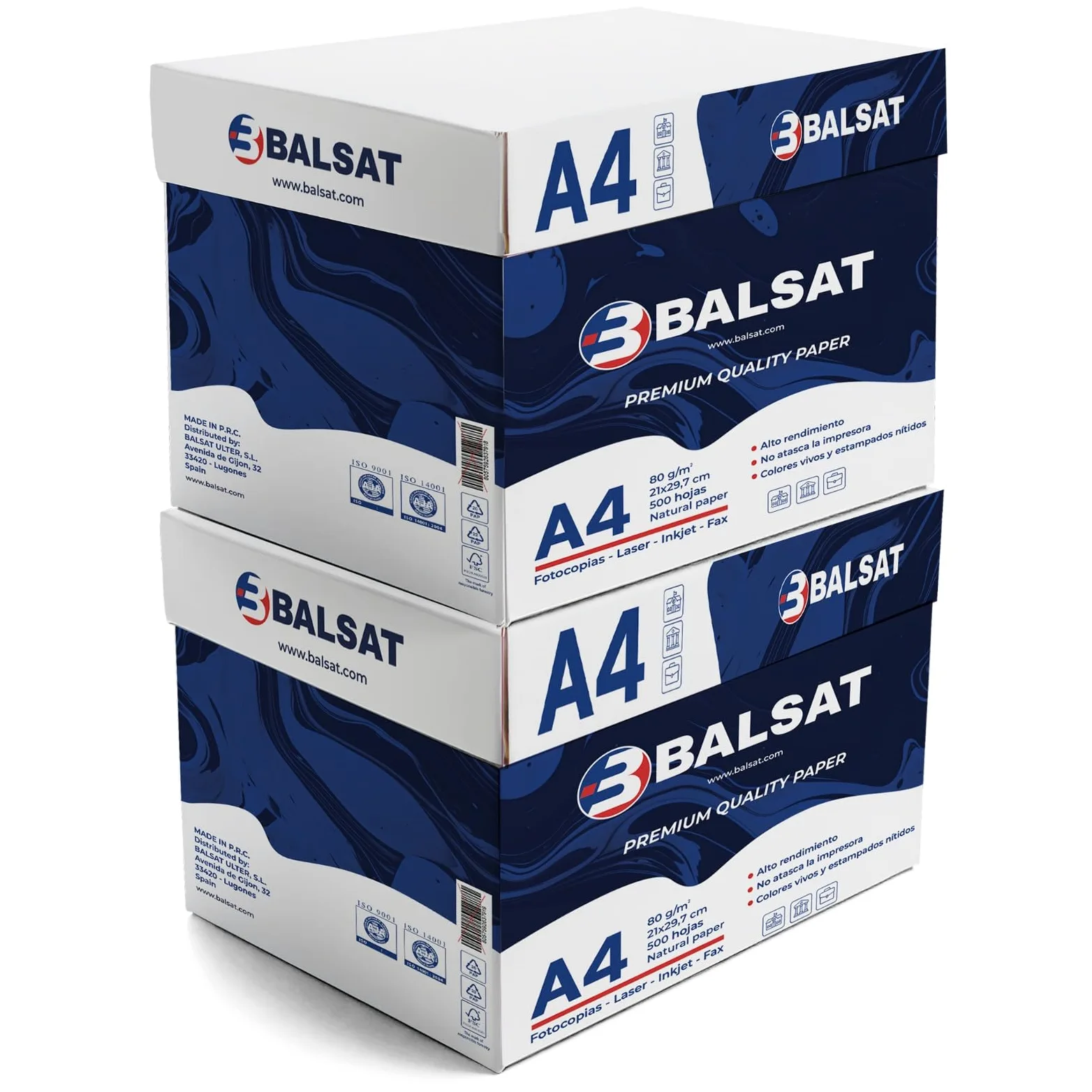 Balsat - Fogli DIN A4, 80 grammi, 500 fogli, confezione da 500 pezzi, carta per ufficio (5000)