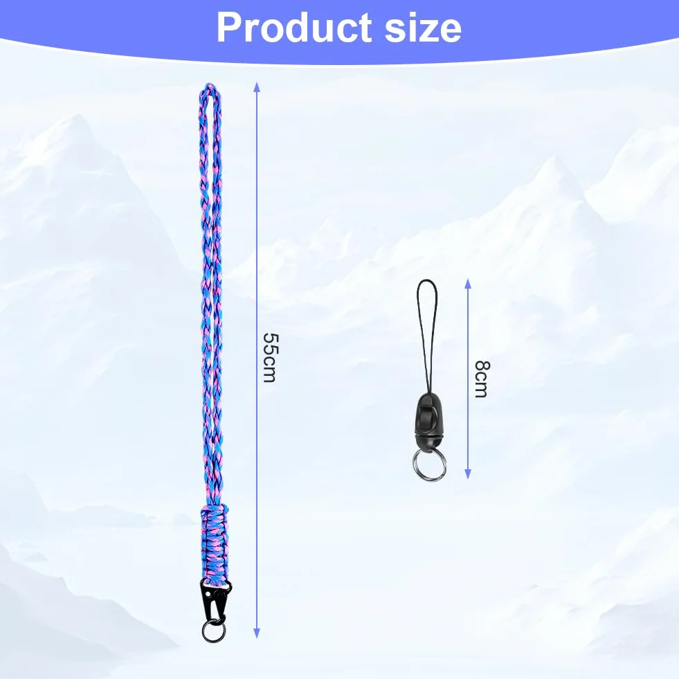 Vicloon Portachiavi Paracord 2pz Intrecciato con Moschettone Cordino Paracadute Viola Rosa