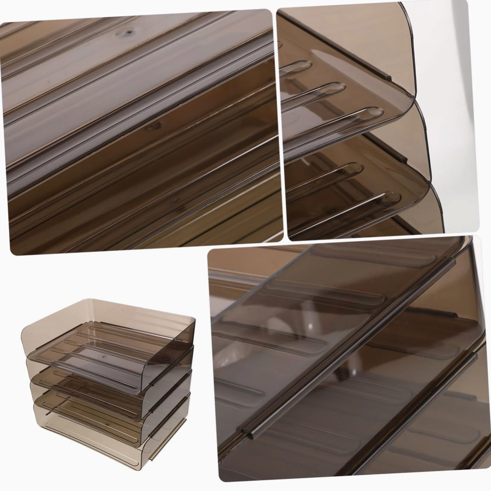 Organizzatore di File da Scrivania A4 Acrilico Marrone | Decorazioni Scuola, Multi Layer Stackable Design per Studio Environments e Office, Desk File Organizer