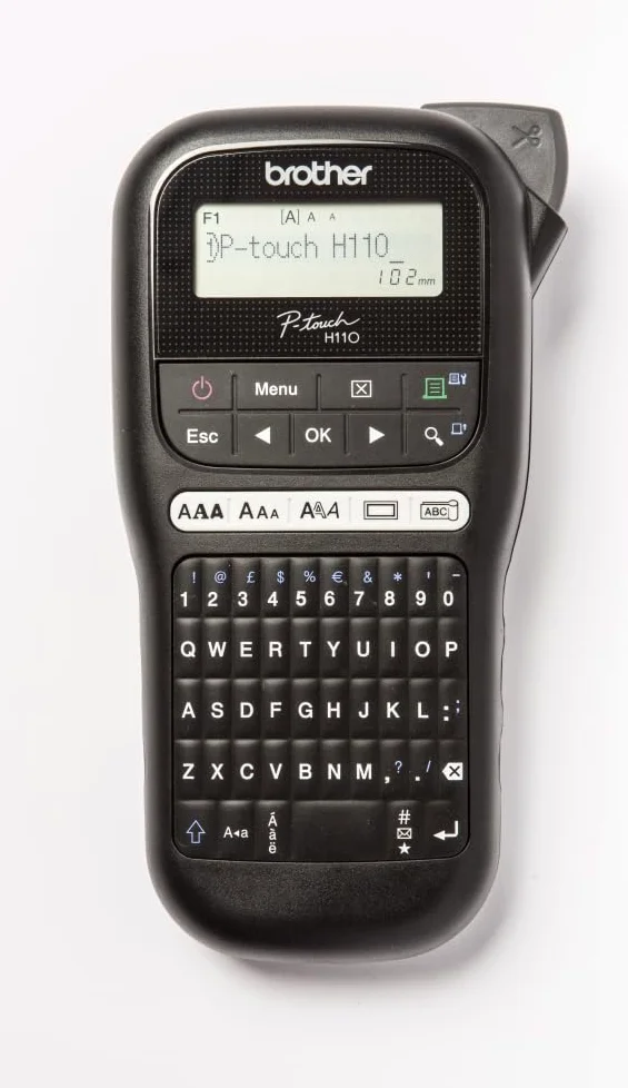 Brother PT-H110 Etichettatrice Palmare per Casa e Ufficio, fino a 12 mm + Nastro Laminato TZE631, 12 mm, Nero su Giallo
