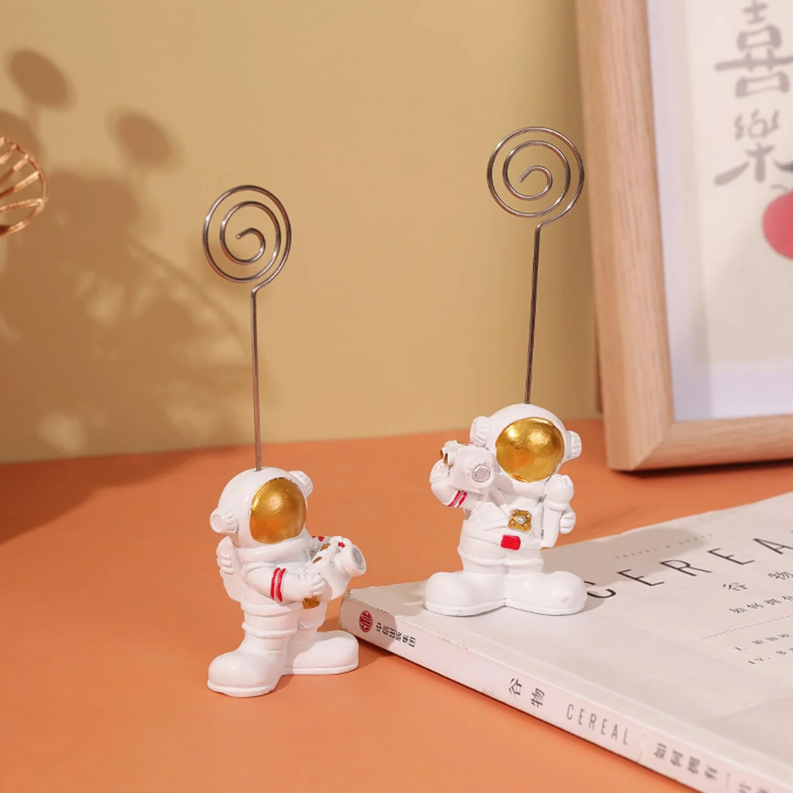 5 porta biglietti da visita con astronauta, decorazione a tema spaziale, porta cartoline, memo, per matrimoni, decorazioni da scrivania, regali di compleanno
