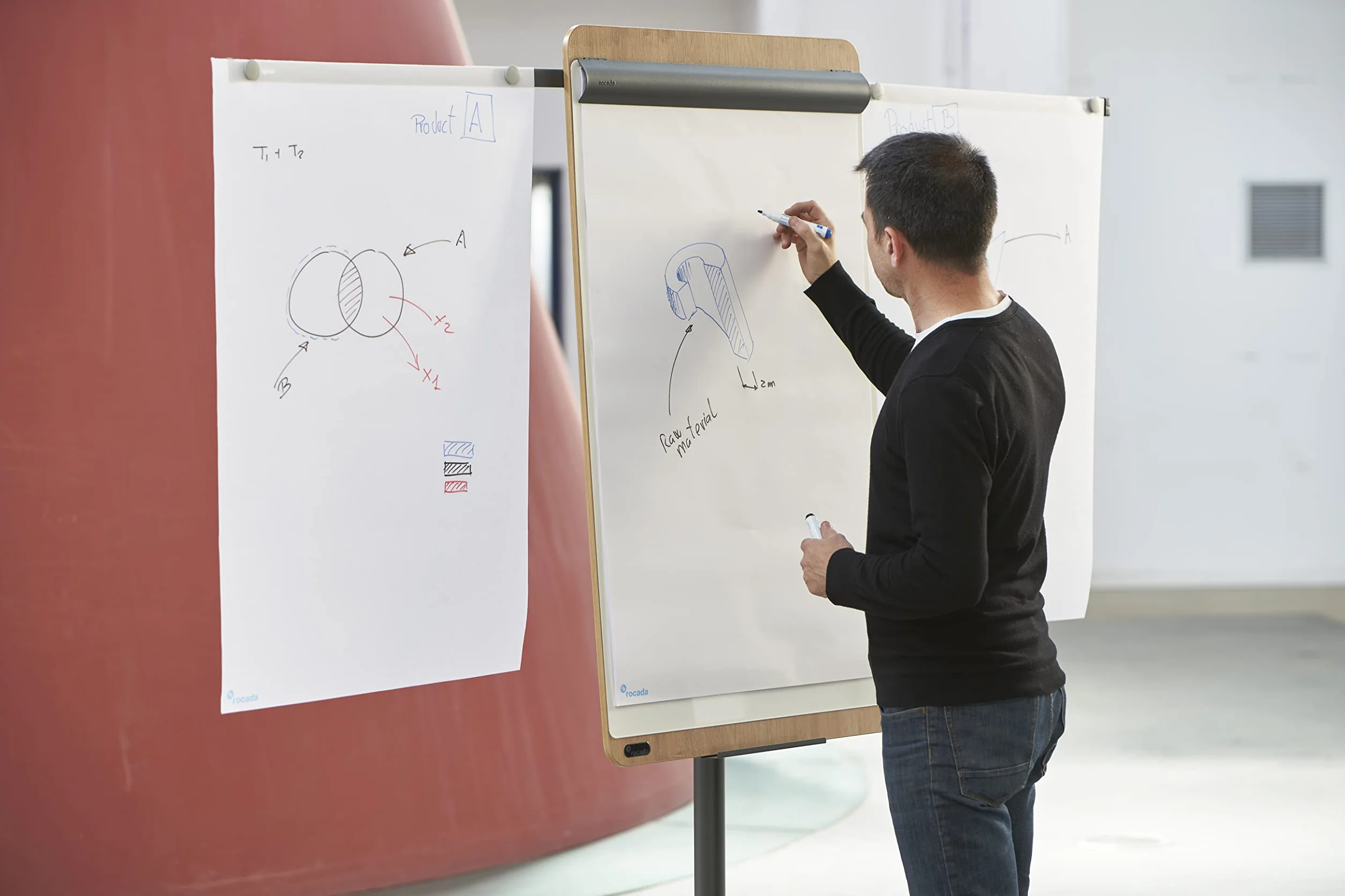 ROCADA Lavagna flipchart NATURAL antracite rovere per meeting