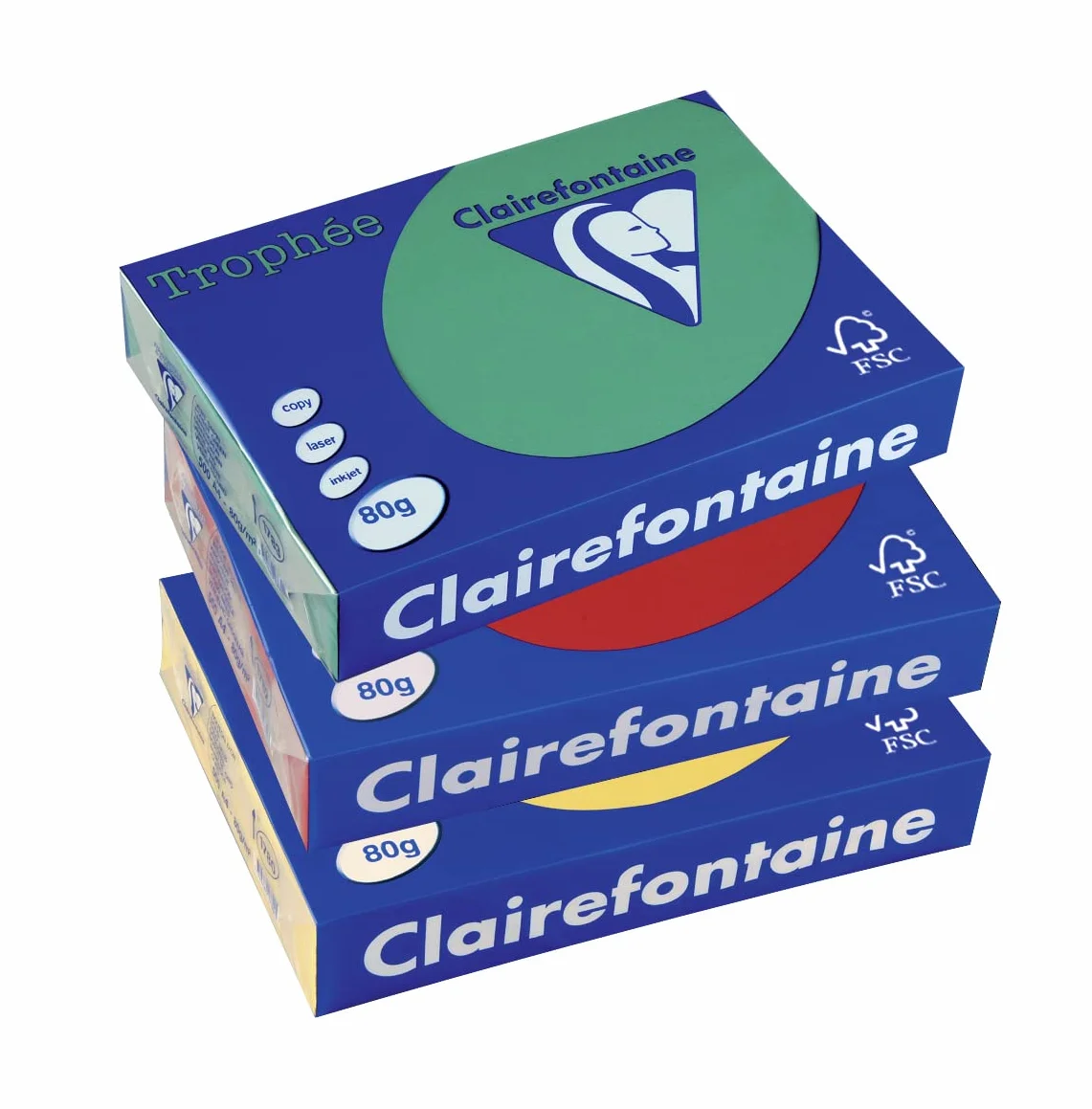 Clairefontaine Trophee – Risma di 500 fogli di Carta colorata, 80 g A3 verde menta