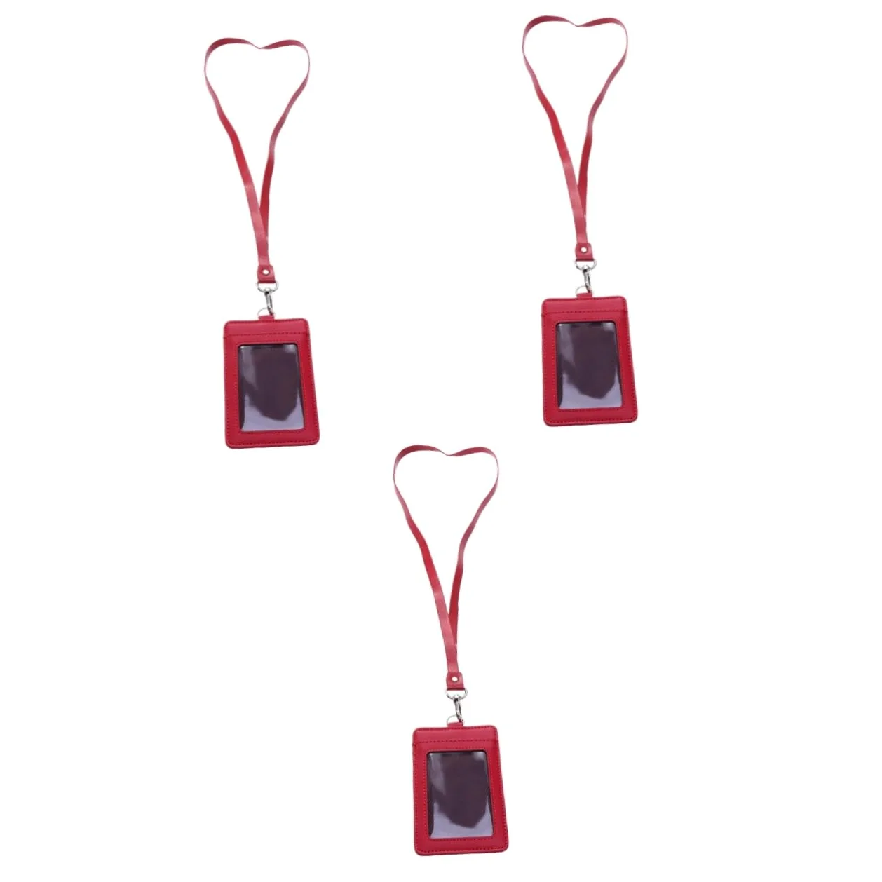 Tofficu Porta Badge Verticale Da 3 Pezzi Con Custodia in Pelle Porta Badge Con Cordino Clip Girevole Rosso