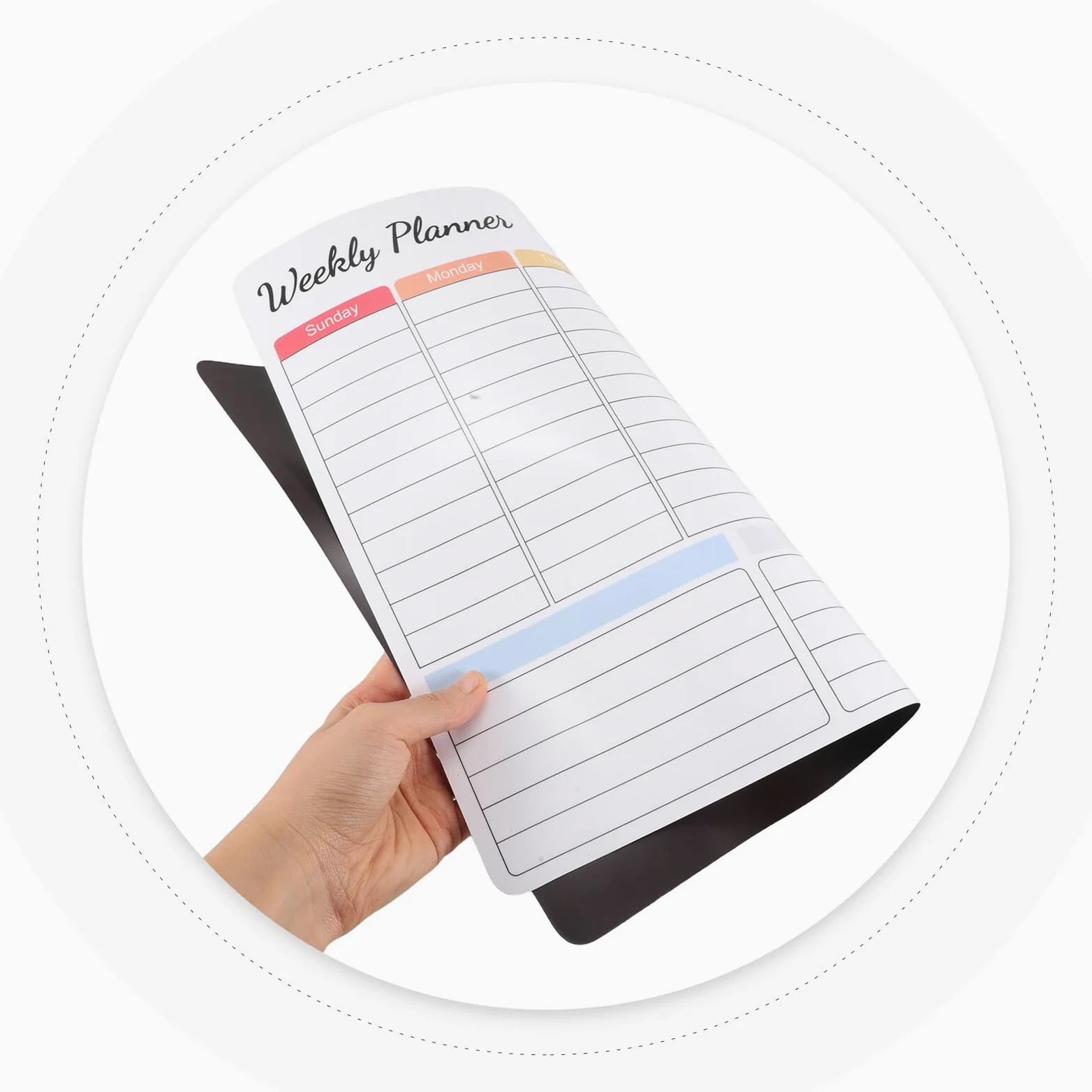 Calendario Magnetico Settimanale da Parete e Frigorifero con Lavagna Cancellabile Secco Kit Completo con Pennarelli Magnetici e Cancellino per Organizzazione Famiglia e