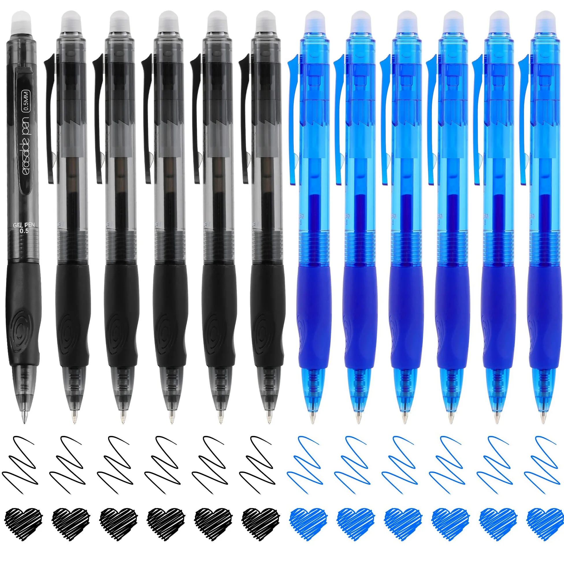 USUAL Penne gel cancellabili colorate cancellabili, punta fine da 0,5 mm, penne cancellabili per far scomparire gli errori, penne gel cancellabili retrattili per disegno, scrittura, scuola ufficio