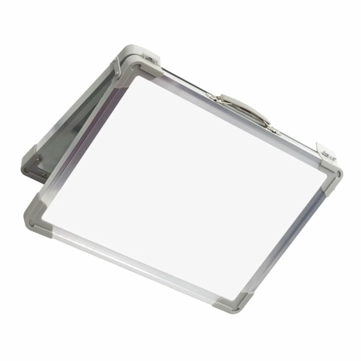 POPETPOP Lavagnetta Magnetica Pieghevole Doppia Faccia in Lega di Alluminio e Abs Bianca Cancellabile Lavagna da Tavolo Portatile per Ufficio e Aule Scolastiche