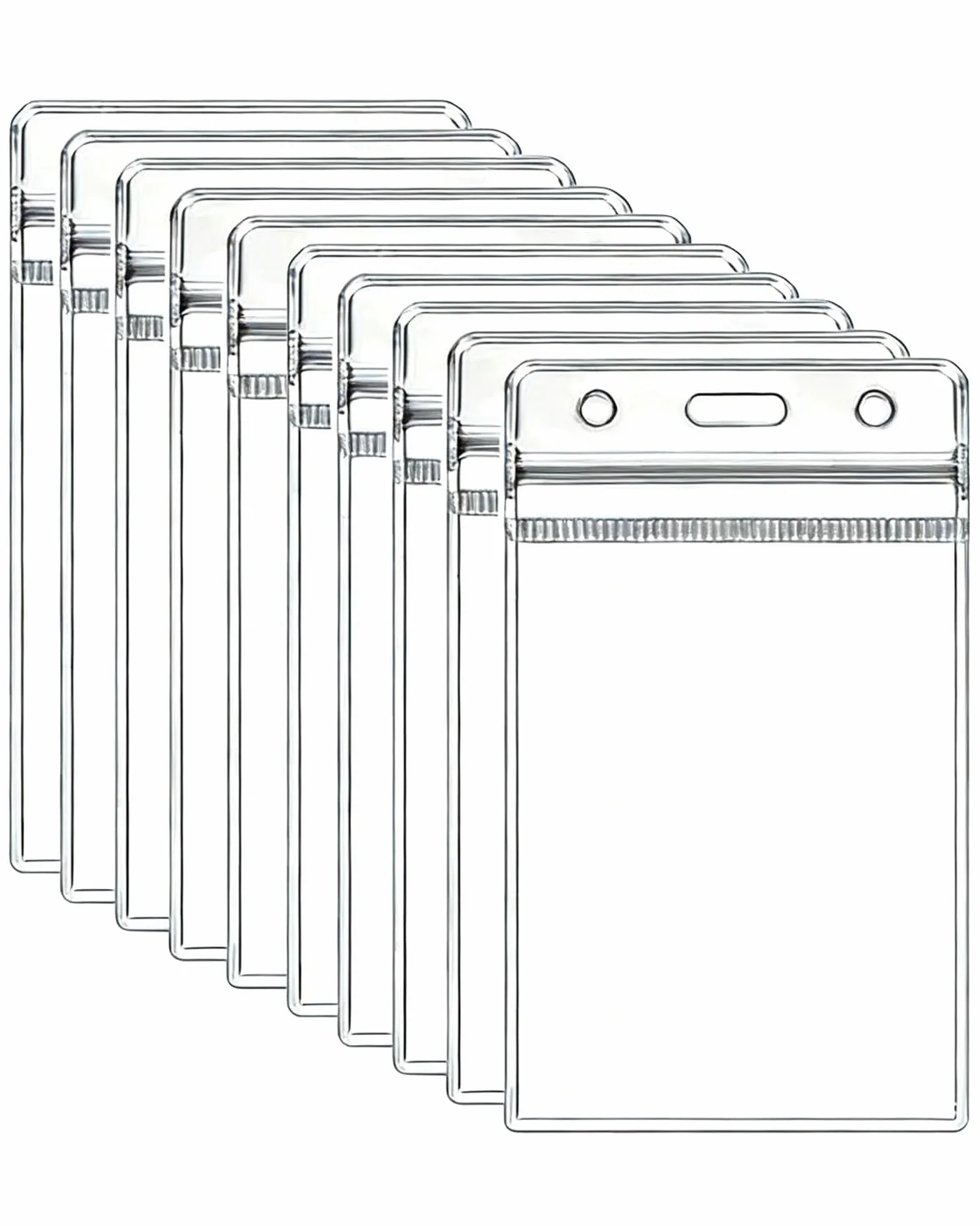 DAFNE 8 Pezzi Porta Badge Verticale in Plastica Impermeabile Custodia Trasparente per Tessere Identificazione