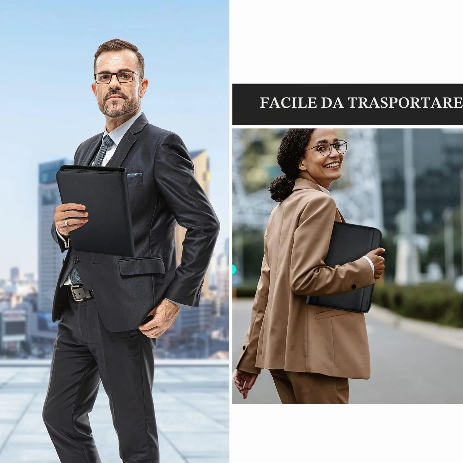 ProCase Portadocumenti A4 Pelle con Multi Tasca Doppia Cerniera Nero per Viaggi Intervista Riunioni
