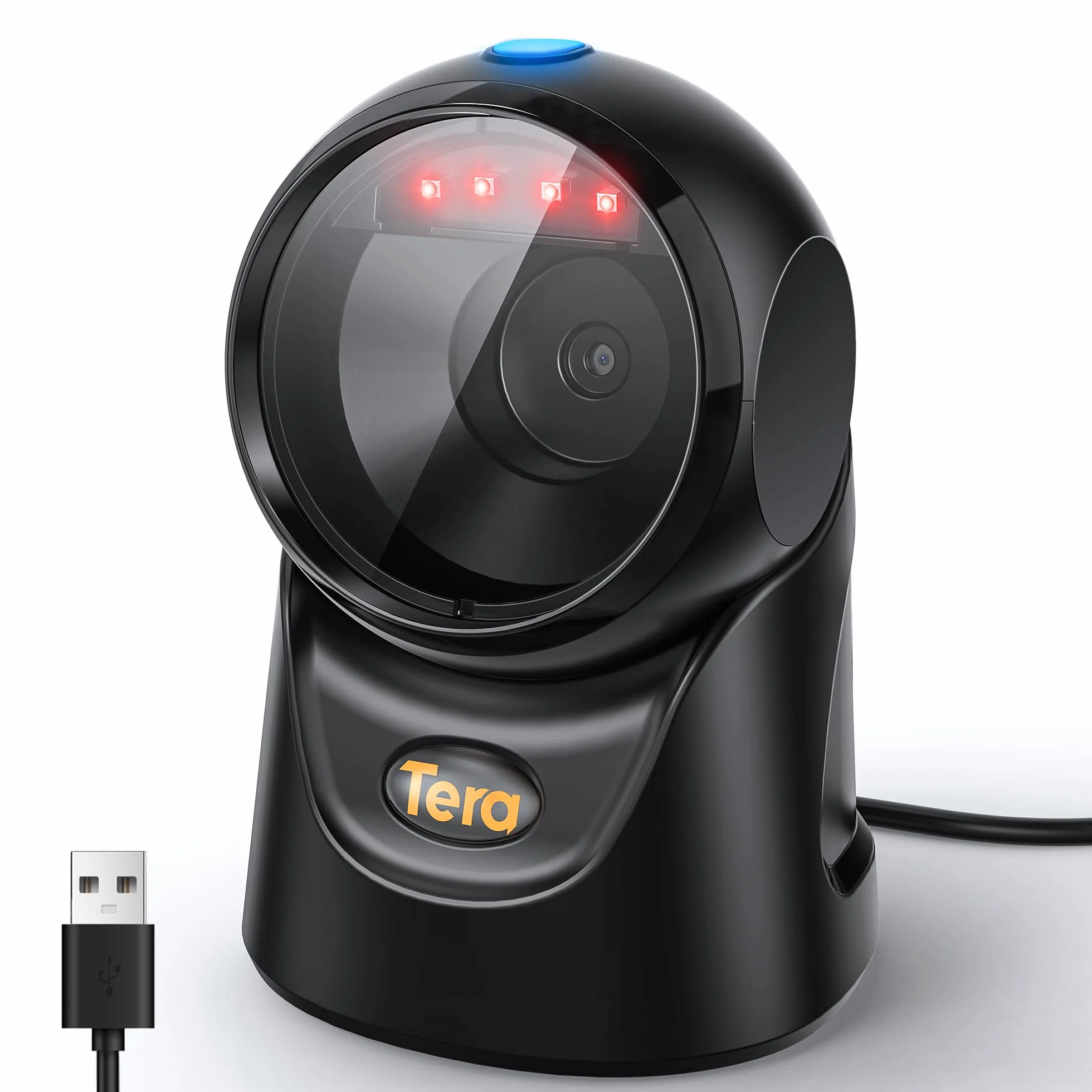 Tera Scanner Barcode 1D/2D QR da Banco Omnidirezionale USB Cablato Vivavoce Angolo Regolabile Plug & Play per POS Supermercato Magazzino Negozio Ospedale 9700