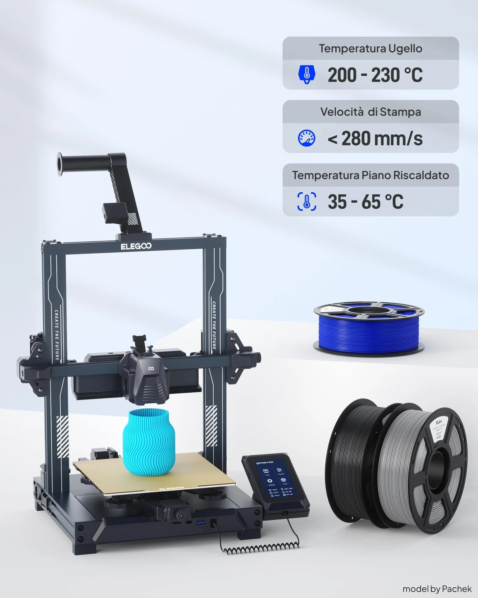 ELEGOO PLA+ Filamento 1,75mm Traslucido 1KG, PLA Plus Alta Resistenza per Stampanti 3D, Precisione Dimensionale +/- 0,02mm