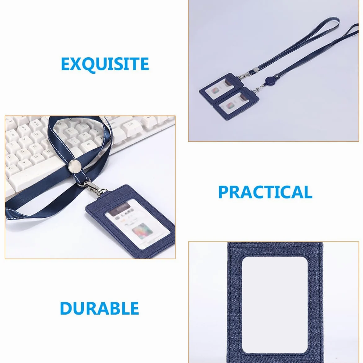 9pezzi Portabadge Retrattile Pelle Pu Con Lanyard Per Id Studenti e Chiavi Design Lato e Finestra