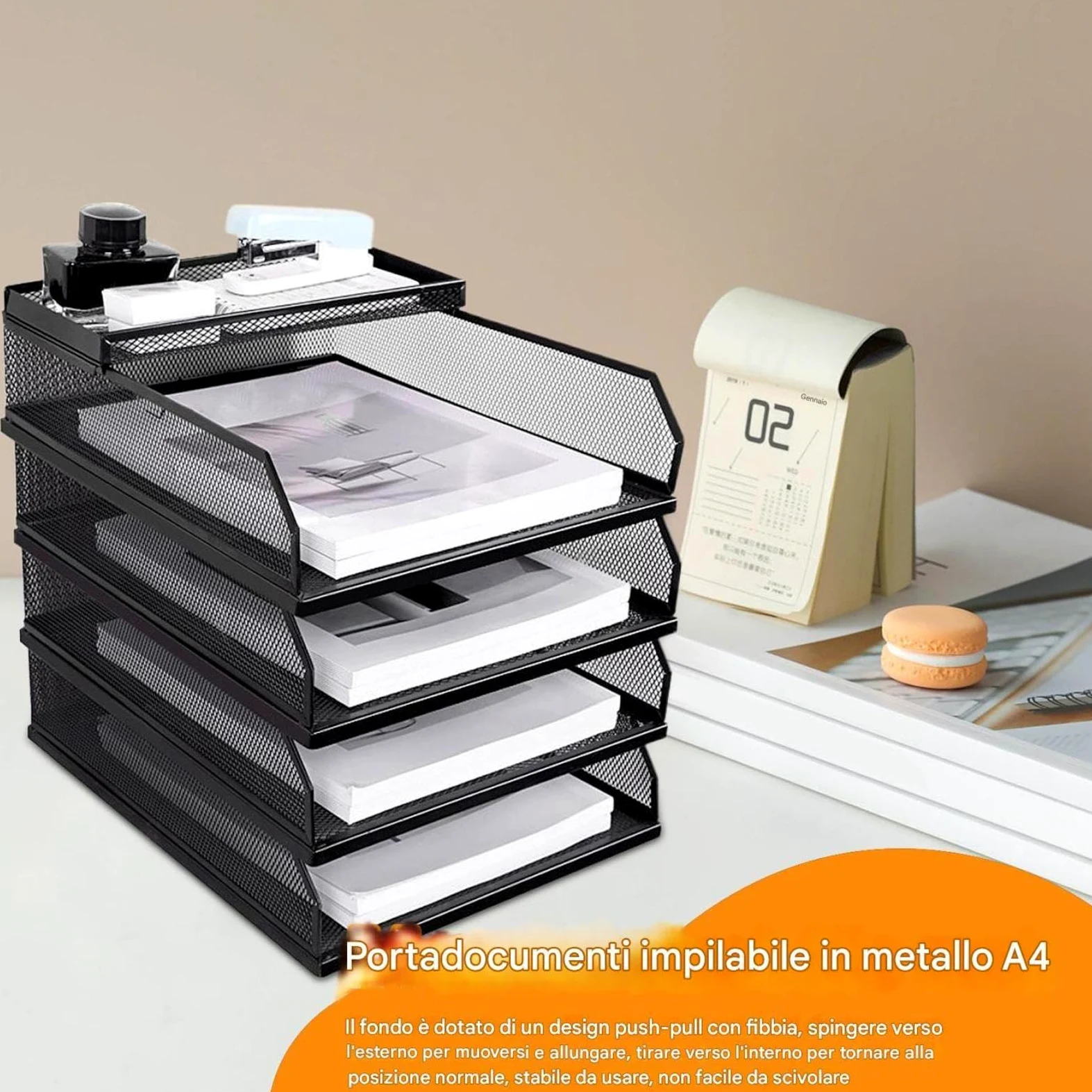 Organizer per : portadocumenti verticale per riporre l'area di lavoro | Organizer da tavolo impilabile in rete per ufficio, scuola, aula, sala studio, cassettiera, tavolo, scrivania, lavo