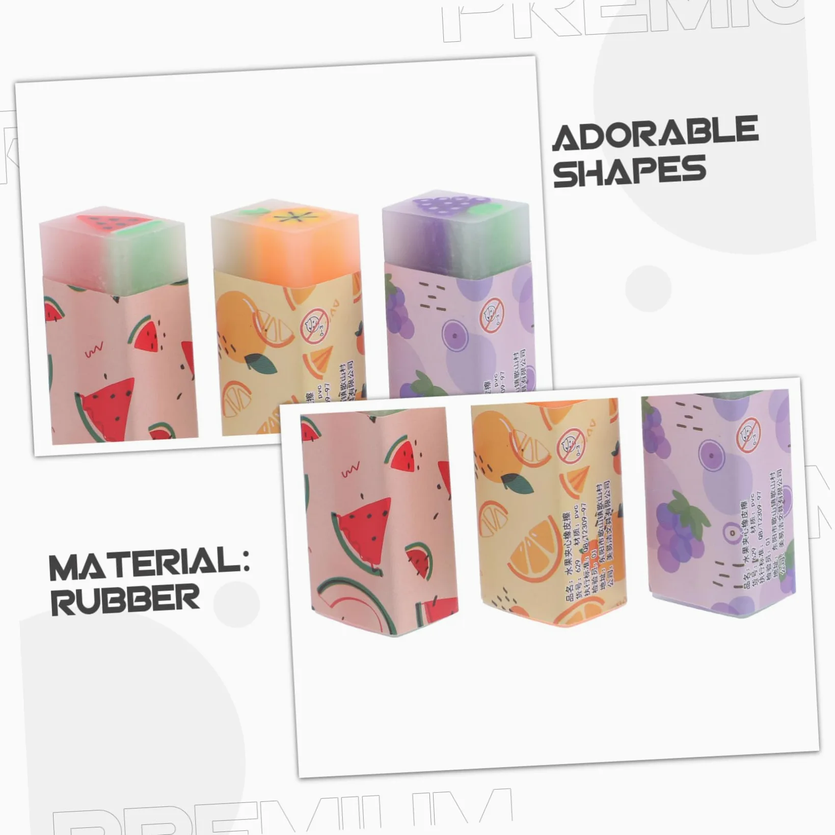 Gomme Frutta 36pezzi in Gomma, Adorabili per Studenti e Bambini | Gomme per Scuola, Gommine Colorate Ragazzo Ragazza, per Cancellare, Oggetti Particolari