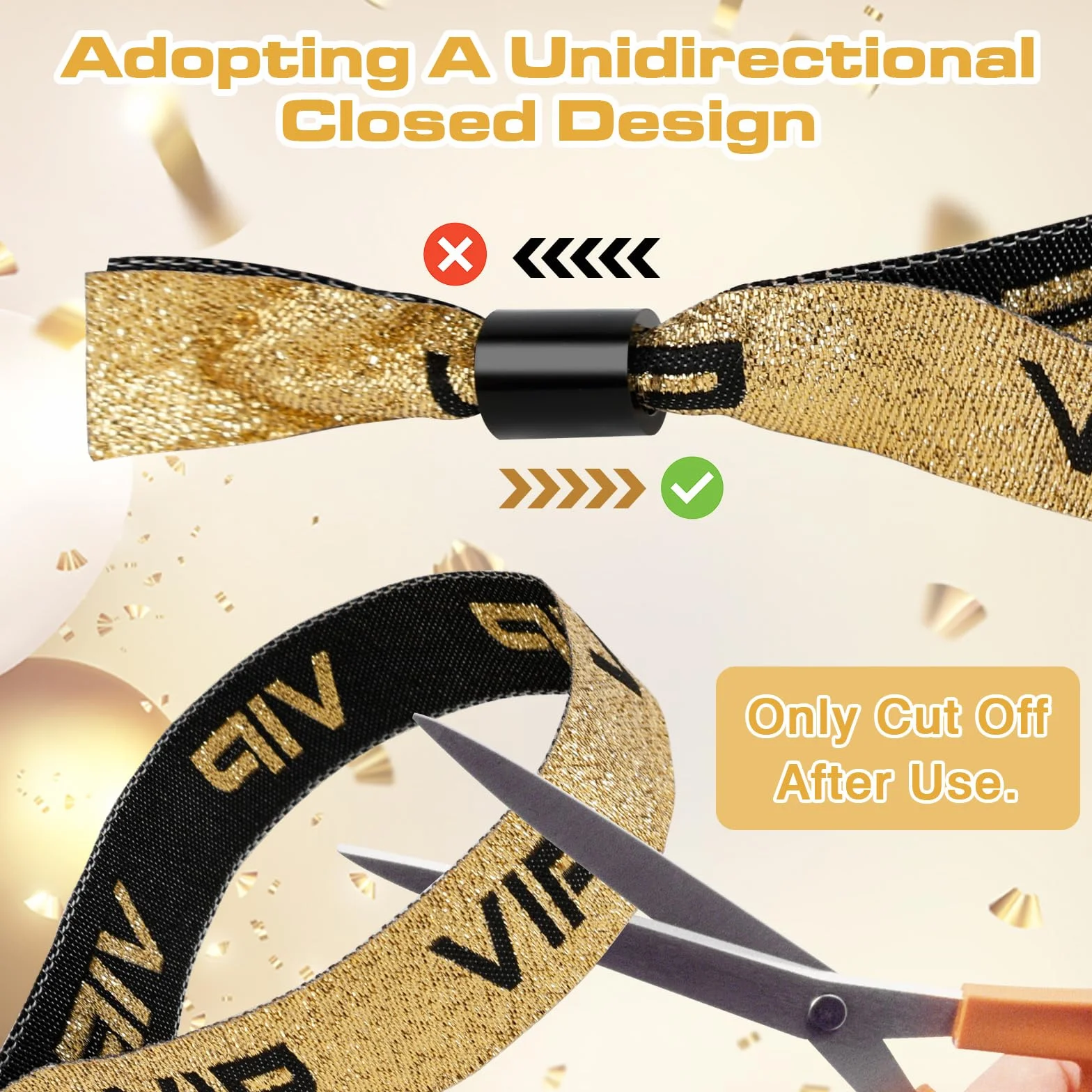 Braccialetti Eventi VIP Oro Nero 60 Pezzi per Matrimonio Concerto Bar Compleanno