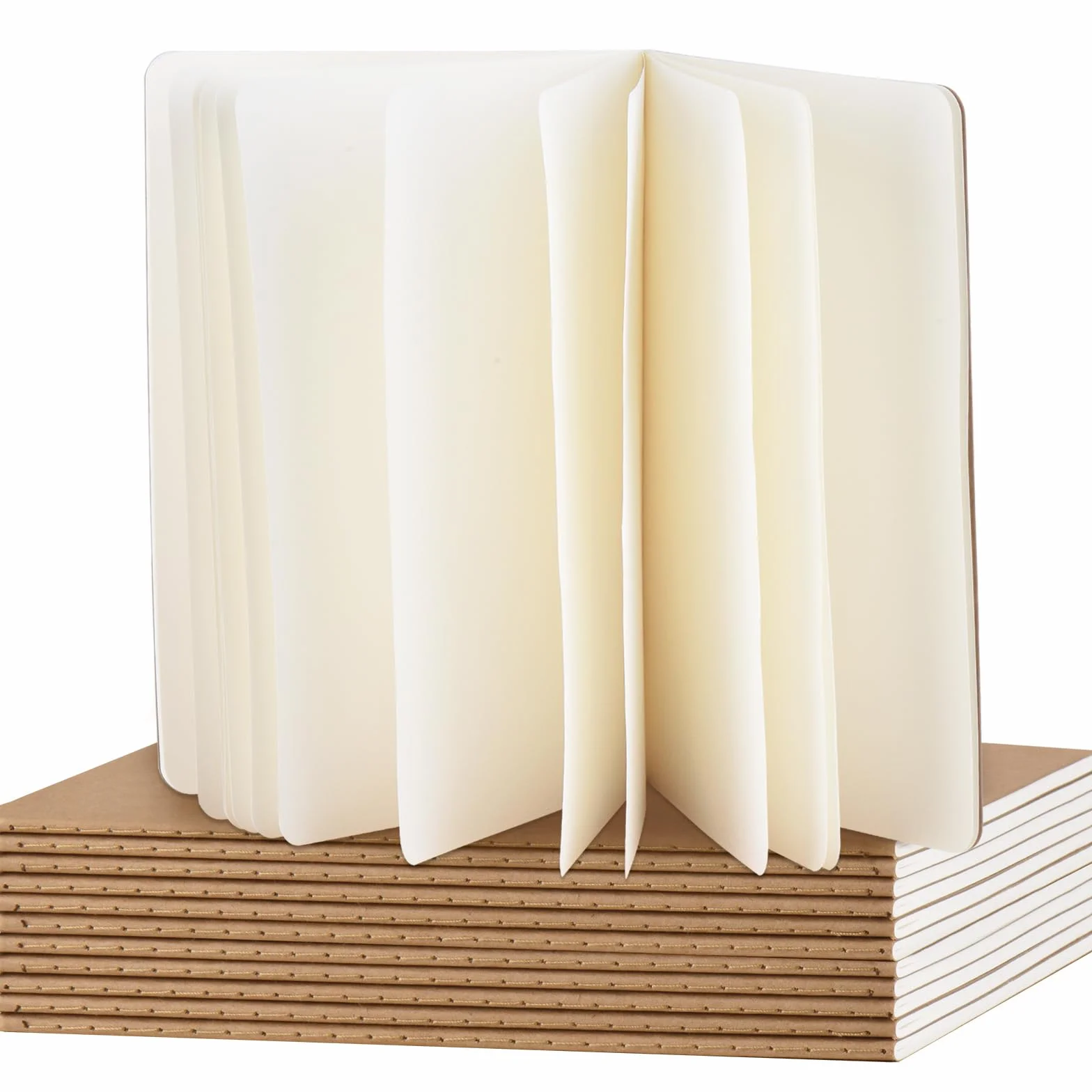 Quaderno A5 Bianco 12 Pezzi Copertina Kraft 30 Fogli 60 Pagine Taccuini Ufficio Scuola 20.6x13.7 CM