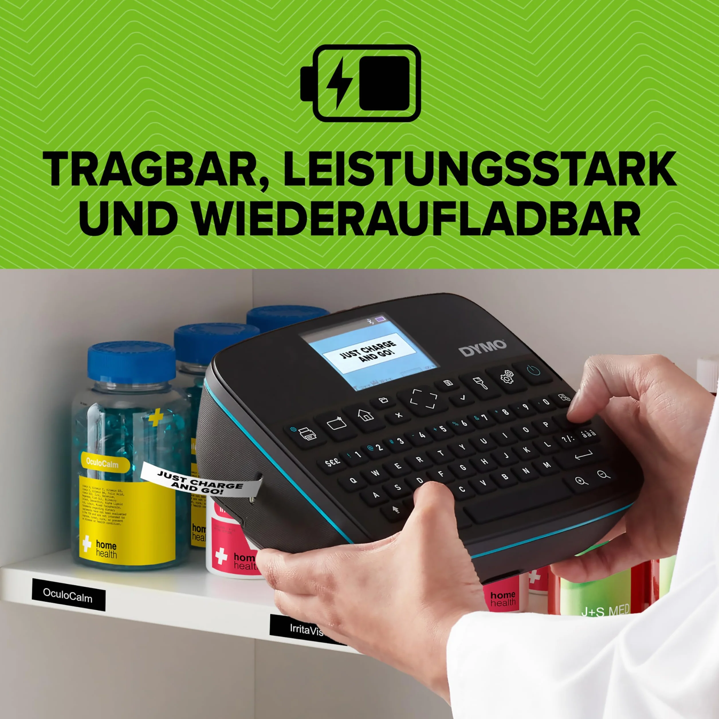 DYMO LabelManager Executive 640CB - Stampante per etichette portatile con borsa per il trasporto e 3 nastri per etichettatura, con tastiera QWERTZ, connettività Bluetooth e USB, compatibile con D1