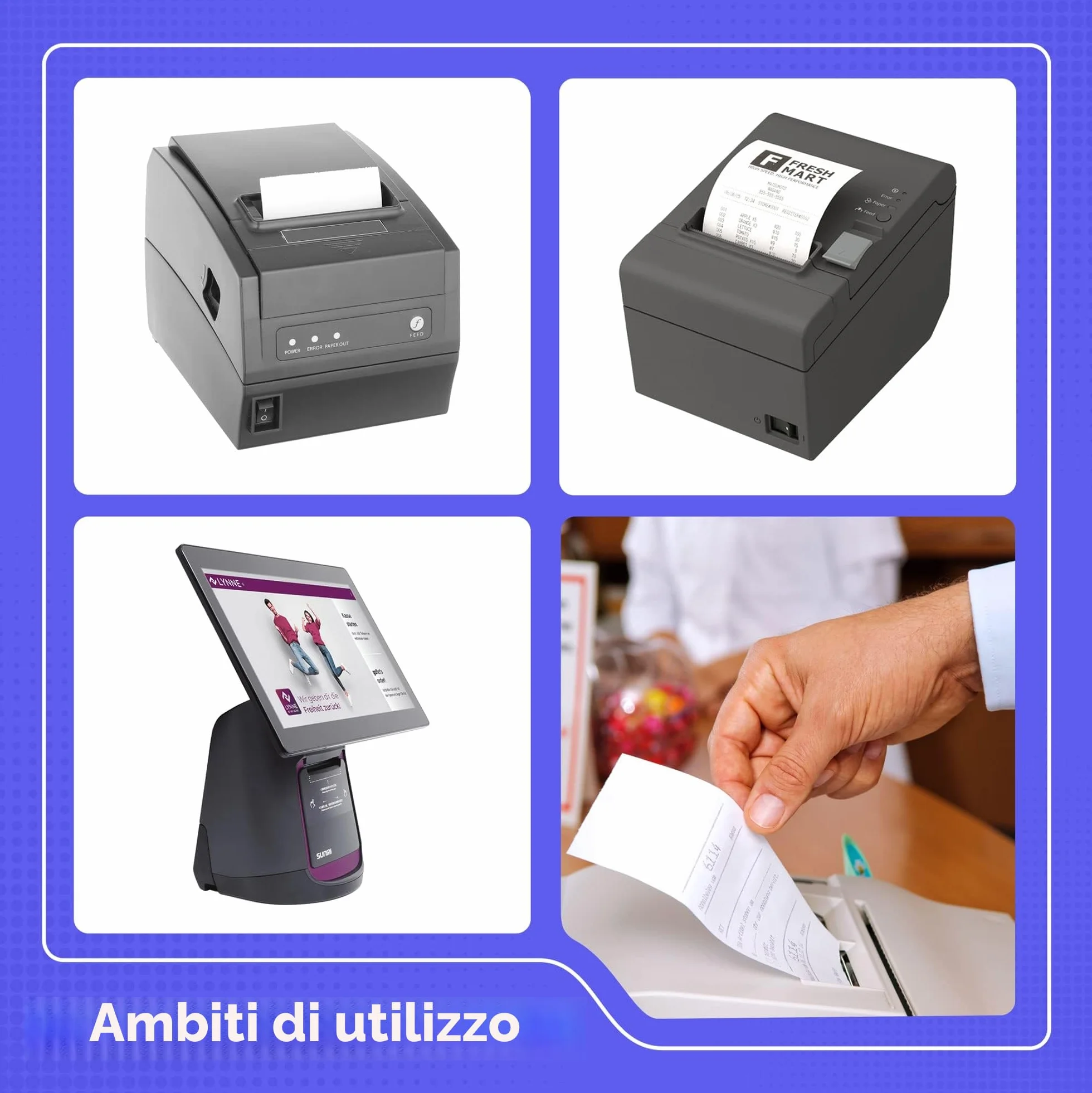 Rotoli carta termica 80x80x12 per registratore di cassa fiscale 10 sztuk