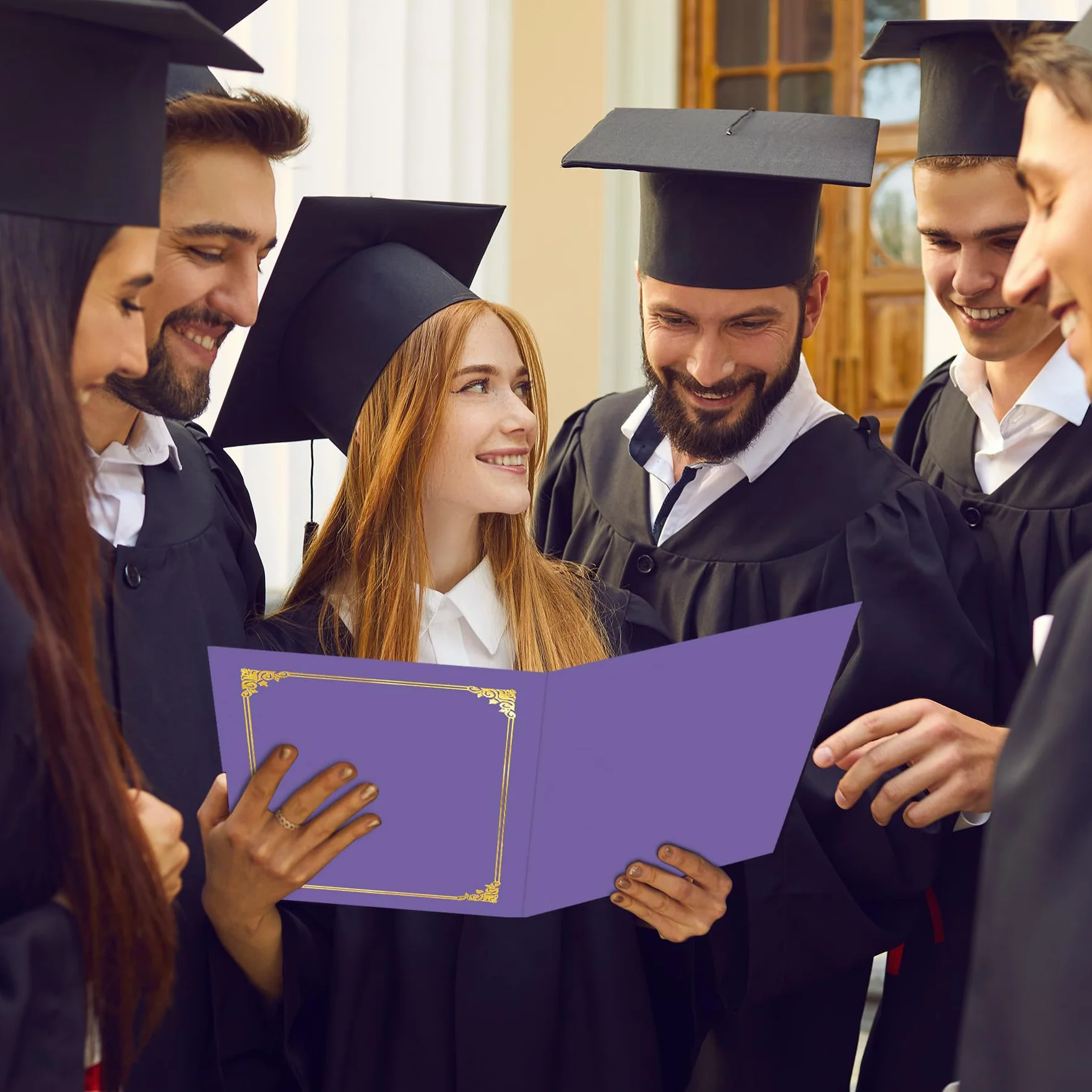 HAUTOCO Confezione da 30 titolari per certificati, buste per diploma, buste per documenti, premio e certificati, con bordo in lamina dorata, per lettere da 21,5 x 28,5 cm