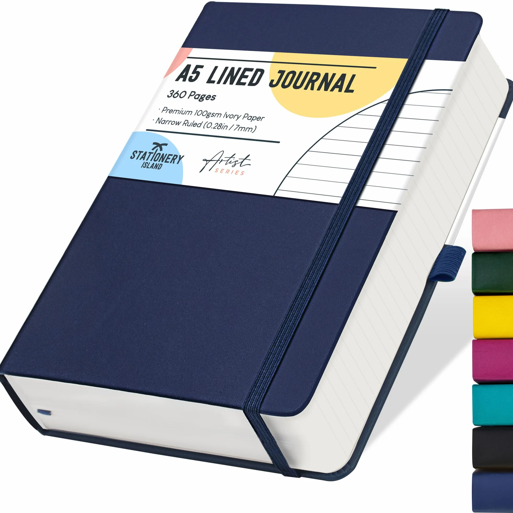 STATIONERY ISLAND Quaderno A5 Righe, 360 Pagine, Copertina Rigida, 100 g/m²