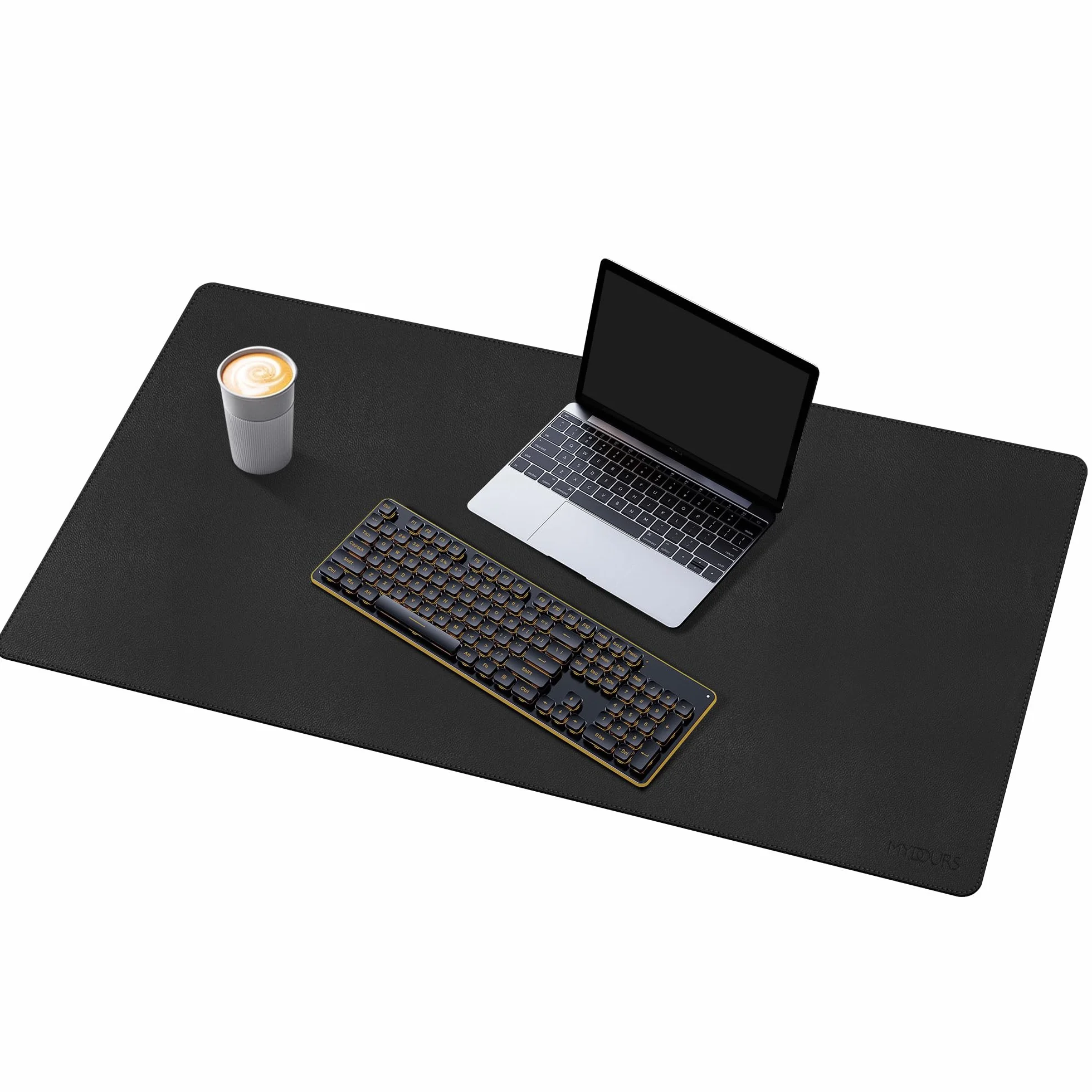 Mydours Pad per Scrivania Multifunzionale in Pelle PU 90x40cm Tappetino per Mouse da Gaming Grande Impermeabile (Nero)
