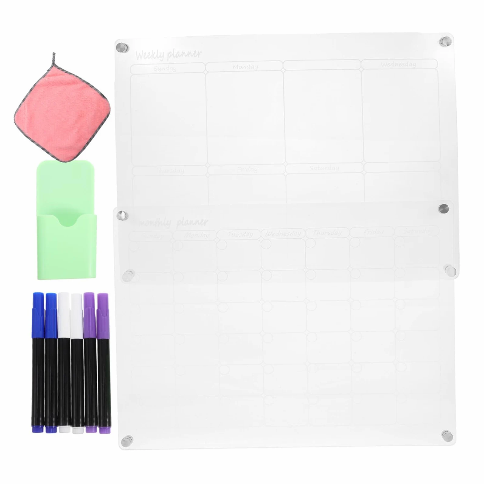 Calendario Magnetico Lavagna Settimanale e Mensile per Frigorifero Planner Pasti con Superficie Cancellabile Set Completo con Pennelli e Magneti Resistenti Organizer Cucina