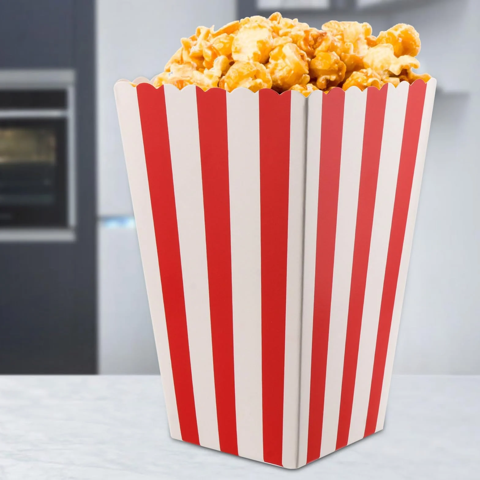 Classiche Scatole di Carta per Popcorn a Righe Rosse e Bianche, 120 Pezzi per Feste e Cinema