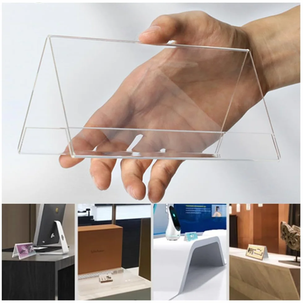 12 Pezzi Espositore da Tavolo, 10x15 cm Porta Avvisi da Tavolo, A6 Espositore per Poster, Chiaro Acrilico Poster da Banco Espositori Plexiglass per Ufficio Bancone Negozio,Portafoto