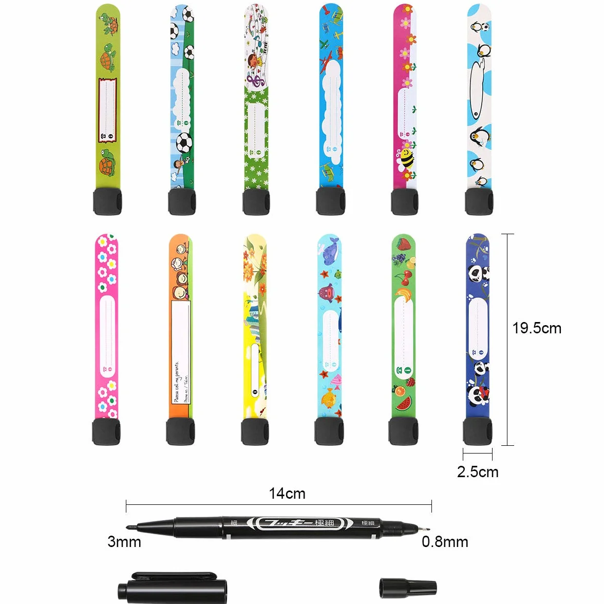 Vicloon Braccialetti Sicurezza Bambini 12 Pezzi Identificativi Penna Non Sbiadita Anti Perso Impermeabile Riutilizzabile
