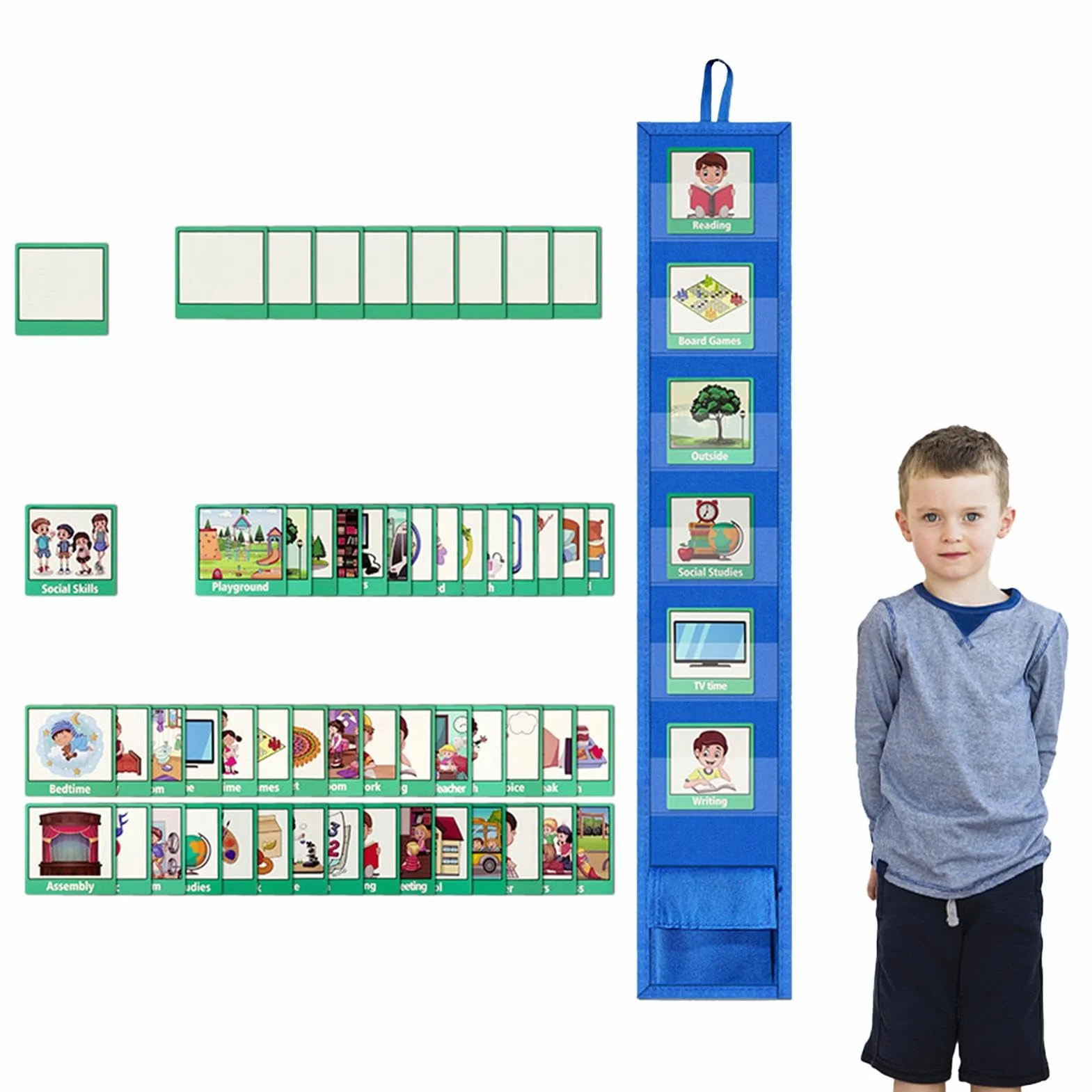 Programma Visivo per Bambini Tabella della Routine Quotidiana Calendario con 45 Carte di Attività