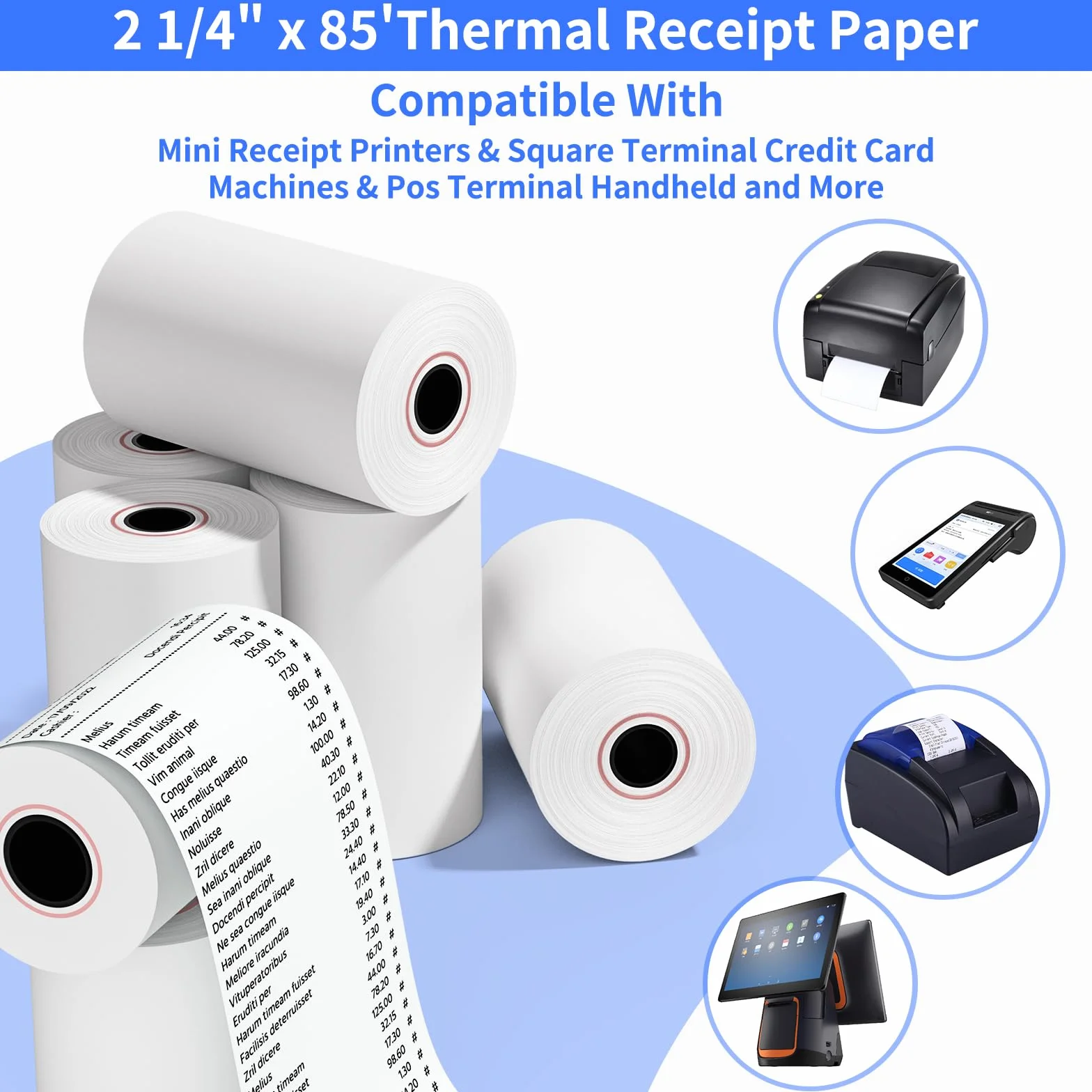 2 1/4 x 85 rotoli di carta termica, senza BPA, carta termica per ricevute, registratore di cassa POS, 50 rotoli