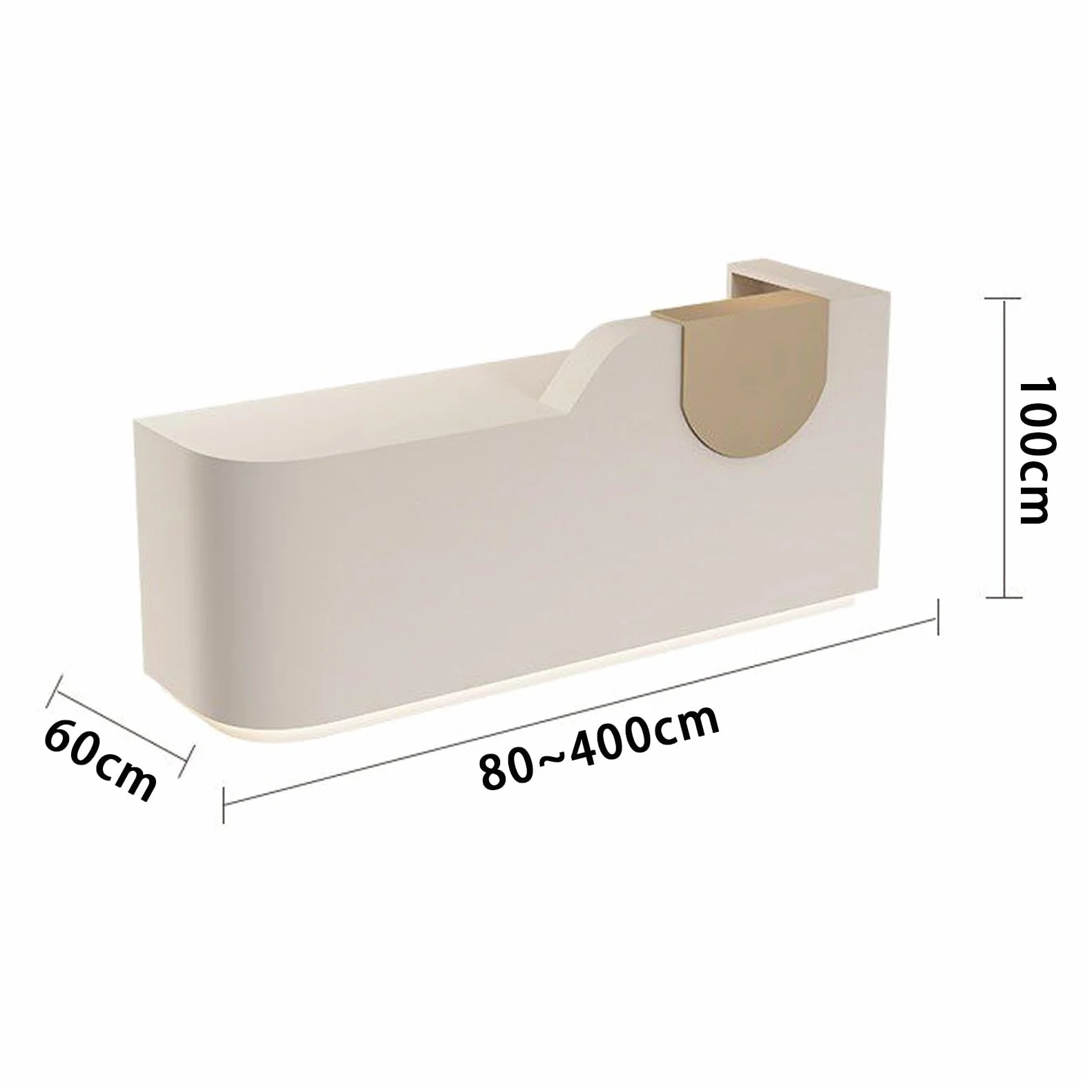 Banco di ricezione Moderno, con LED Luce Bancone Reception Ufficio, Armadio con ante, Non richiede installazione(Off-white,140cm)