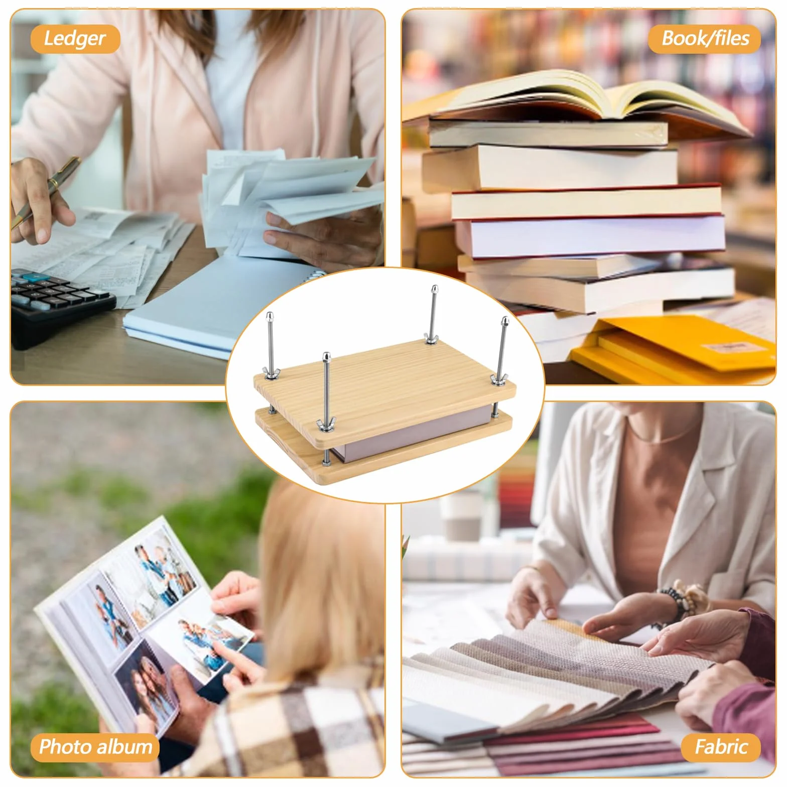 Pressa Per Libri In Legno, 30x20cm Strumento Di Rilegatura Manuale Multifunzionale Resistente Accessori Forniture Per Rilegatura Per Casa Scuola Ufficio Fai Da Te