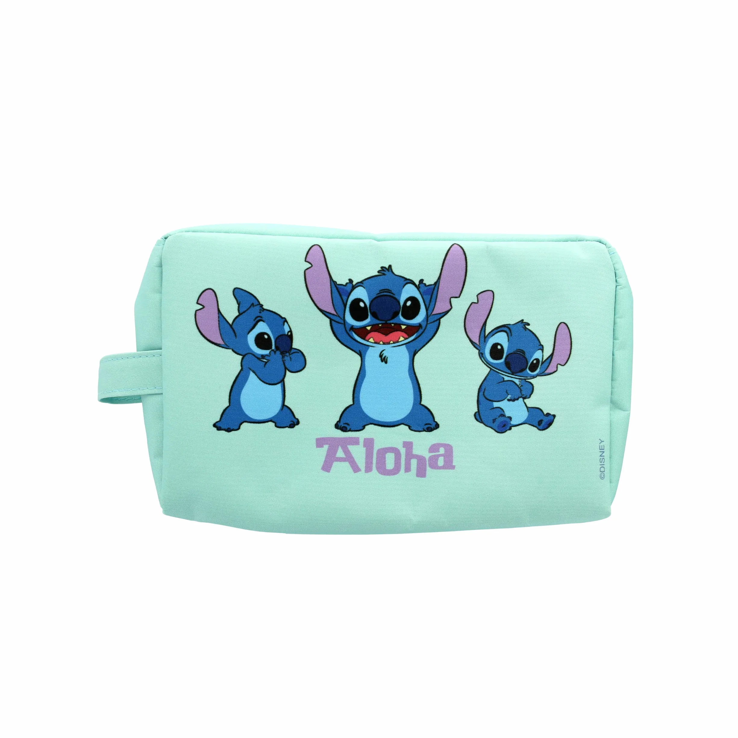 Disney Borsa da toilette Aloha Stitch Blu turchese con manico laterale Accessorio ufficiale Lilo & Stitch