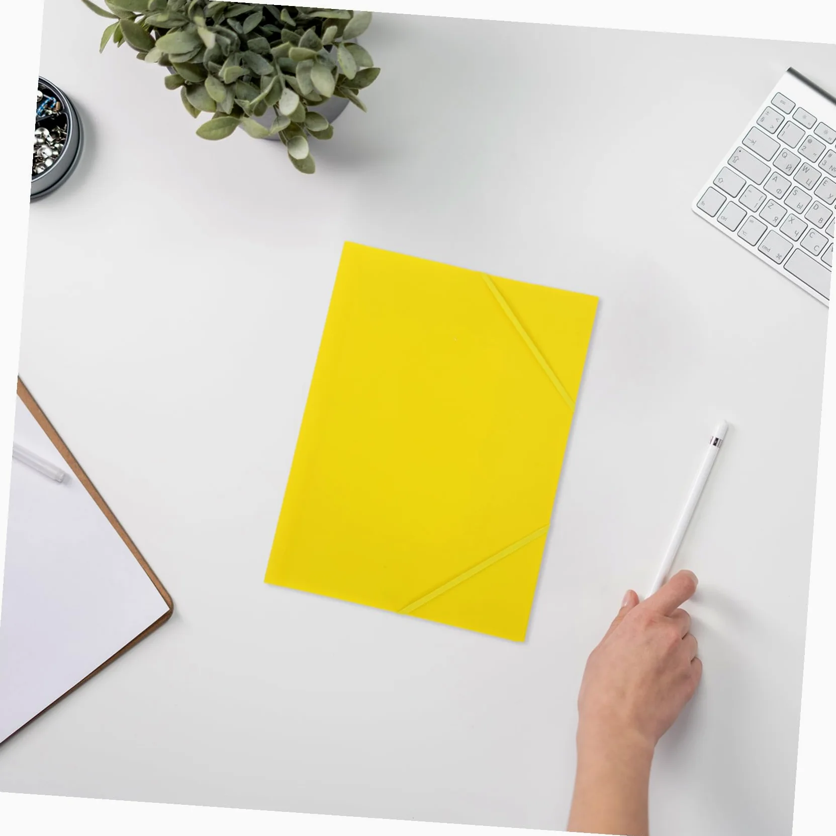 10 Pezzi Cartella Portadocumenti A4 in Plastica Gialla con Chiusura a 3 Lembi e Design Leggero, Soluzione Pratica per Ufficio e Viaggio