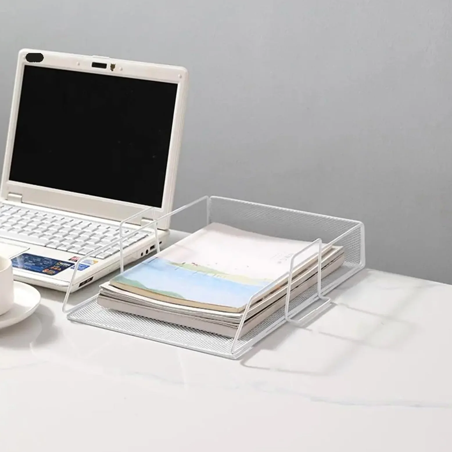 Vassoio Per Lettere Office File Box Desktop Organizzatore Di Documenti A4 | Vassoio portaoggetti da bagno multiuso for carta laminata impilabile for la casa(Black)
