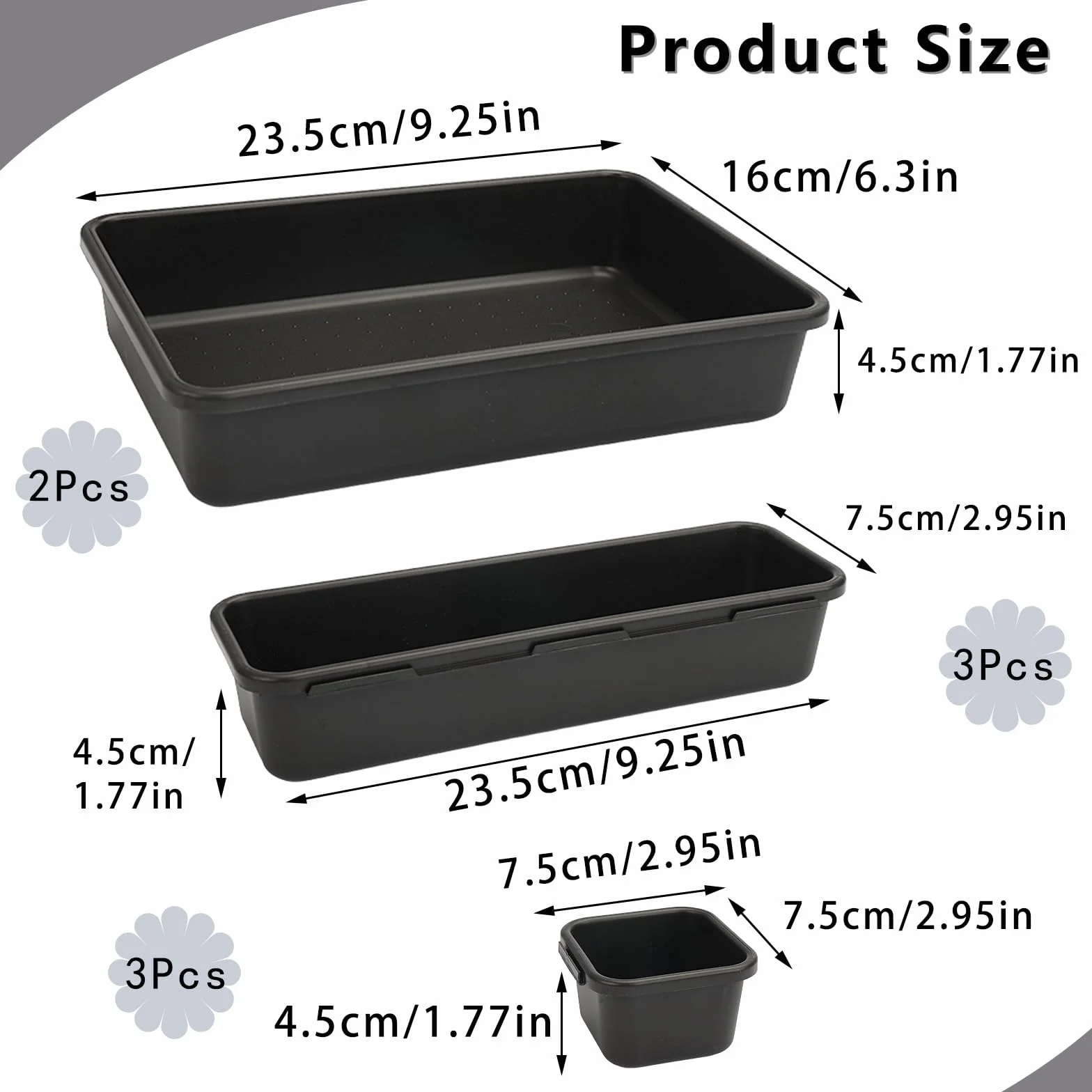 Organizer Cassetti Bagno 8 Pezzi, Divisori Contenitori in Plastica per Trucchi Stoviglie Cancelleria