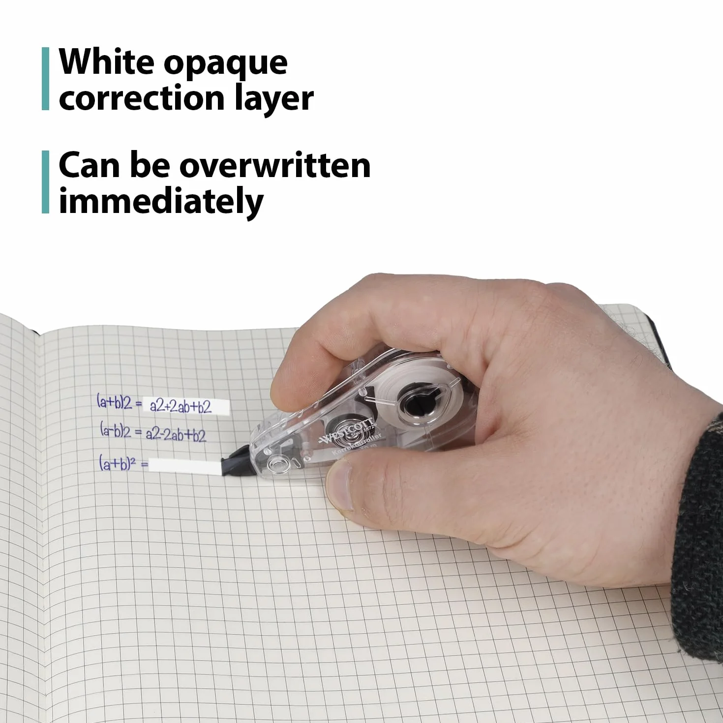 Westcott Rullo di correzione bianco 10 m x 5 mm preciso coprente scrivibile