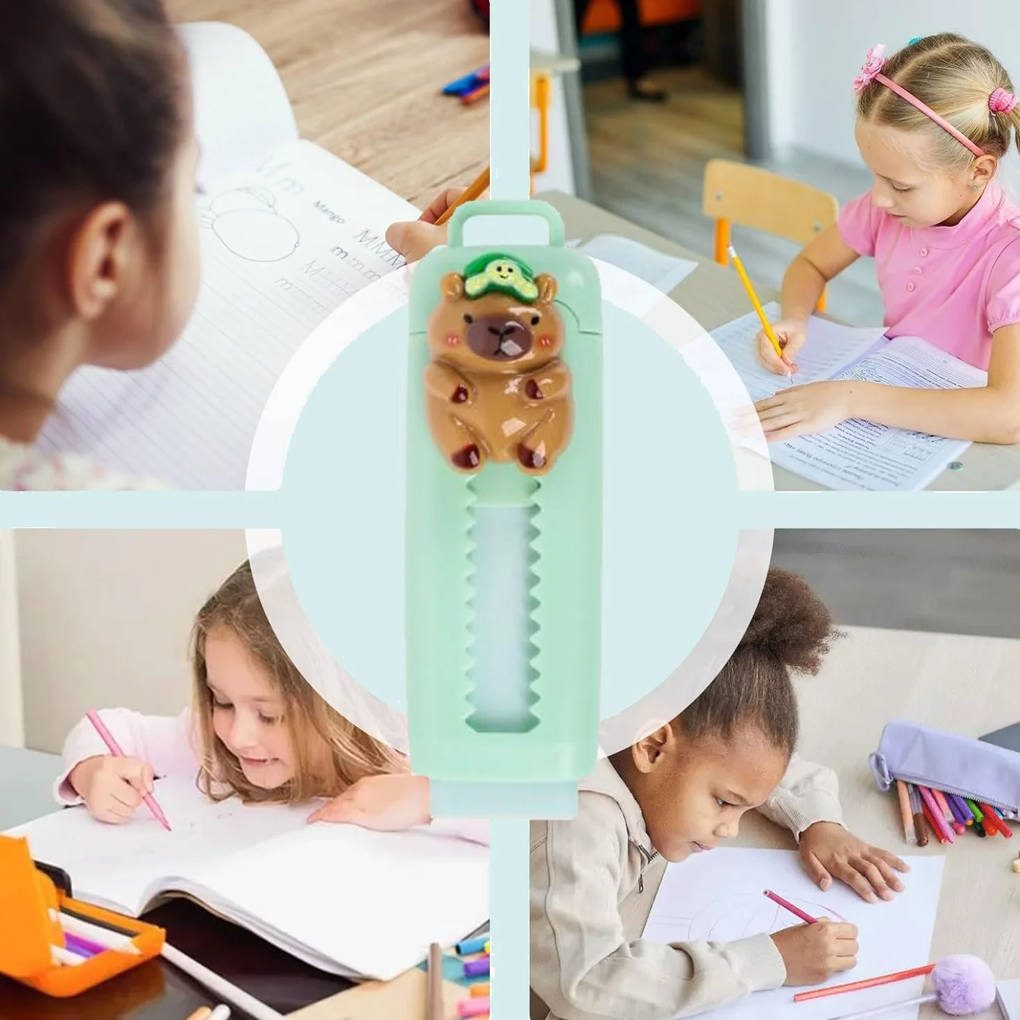 Gomma per Cancellare Retrattile Push-Pull 8 Pezzi Capybara Design per Bambini Scuola Ufficio Regalo