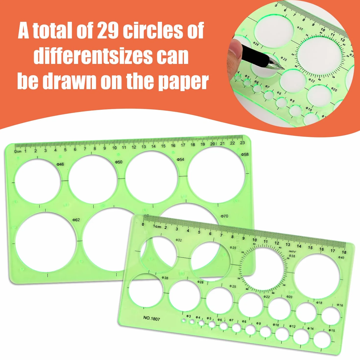 Stencil Cerchio in Plastica per Disegno, Righello Modello Cerchio con 29 Cerchi per Studenti