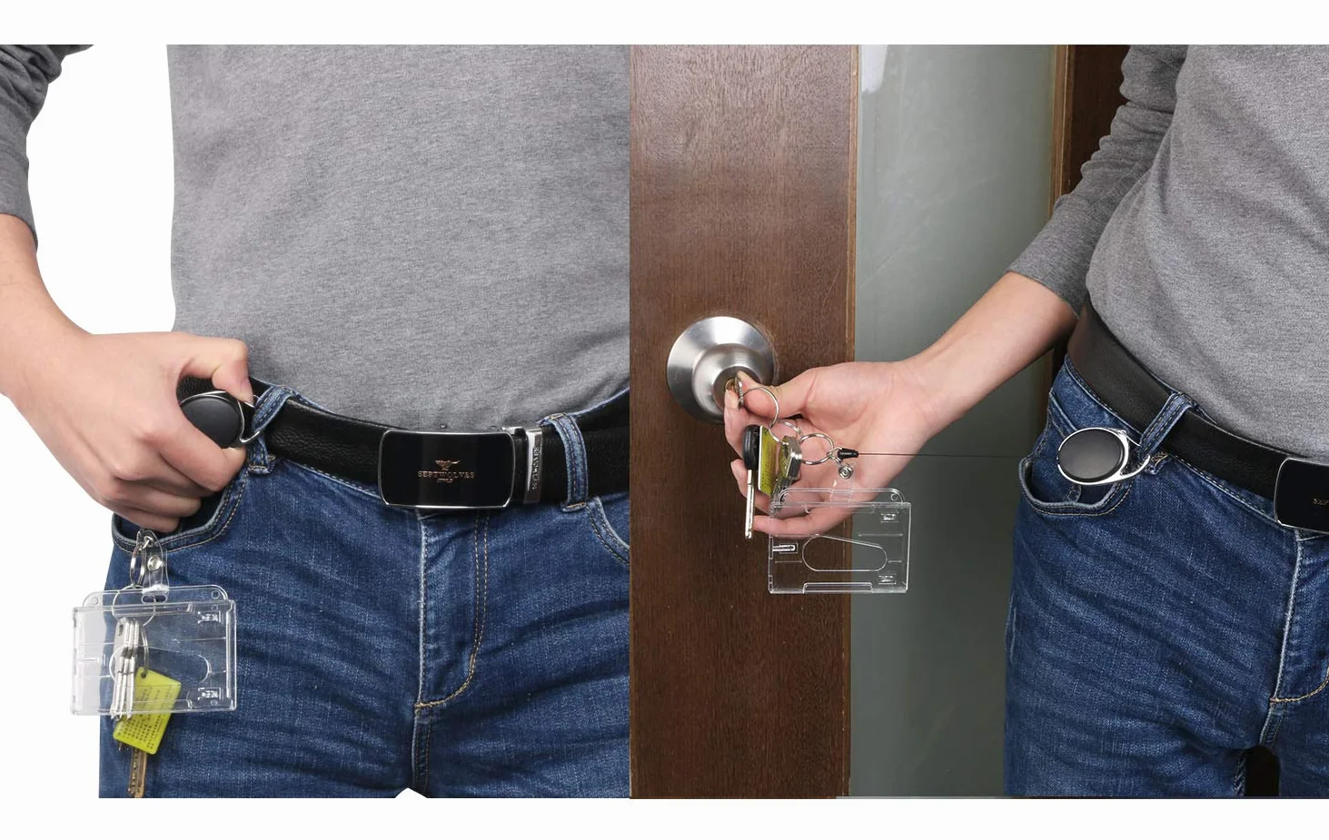 Porta Badge e Bobina Retrattile con Portachiavi, 1 Pezzo