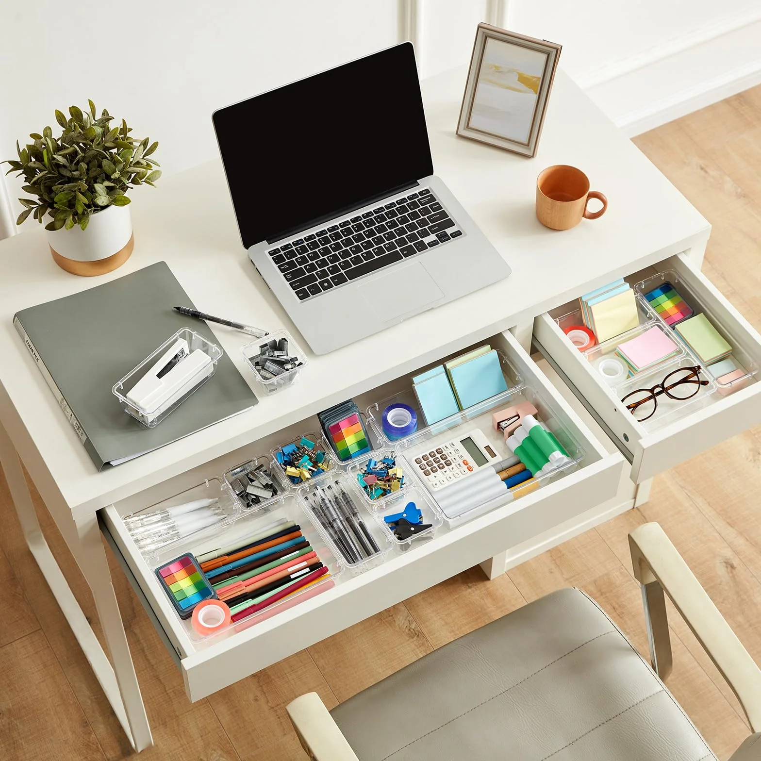 Lifewit Organizer Cassetti 25 Pezzi Divisori Contenitori Impilabili Stoccaggio Scatole Scrivania