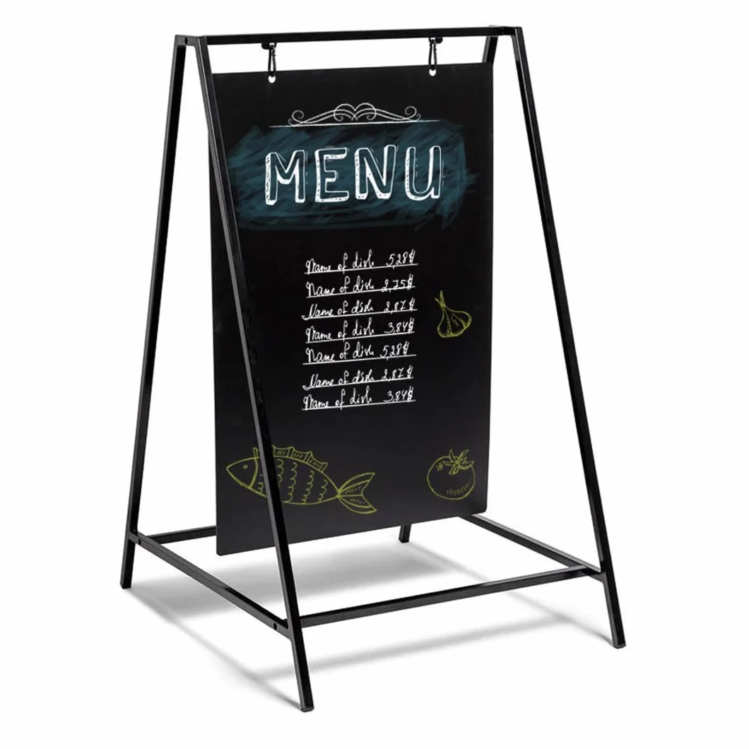Danieli - Lavagna Menu da Terra a Cavalletto Bifacciale in Ferro 50x70. Espositore Pubblicitario a Pavimento. Struttura in Metallo con Doppio Gancio. Cavalletto per Ristorante, Bar, Supermercati.