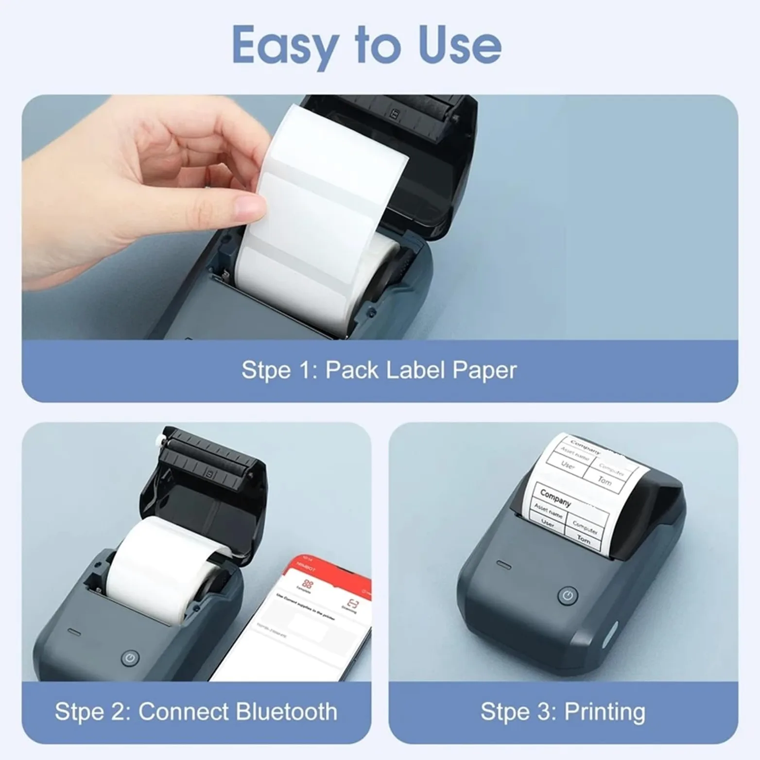 Etichettatrice, B1 Mini Stampante Termica Portatile, Etichettatrice Autoadesiva, Tascabile, Bluetooth,per casa, cucina, ufficio(B1-silvery)