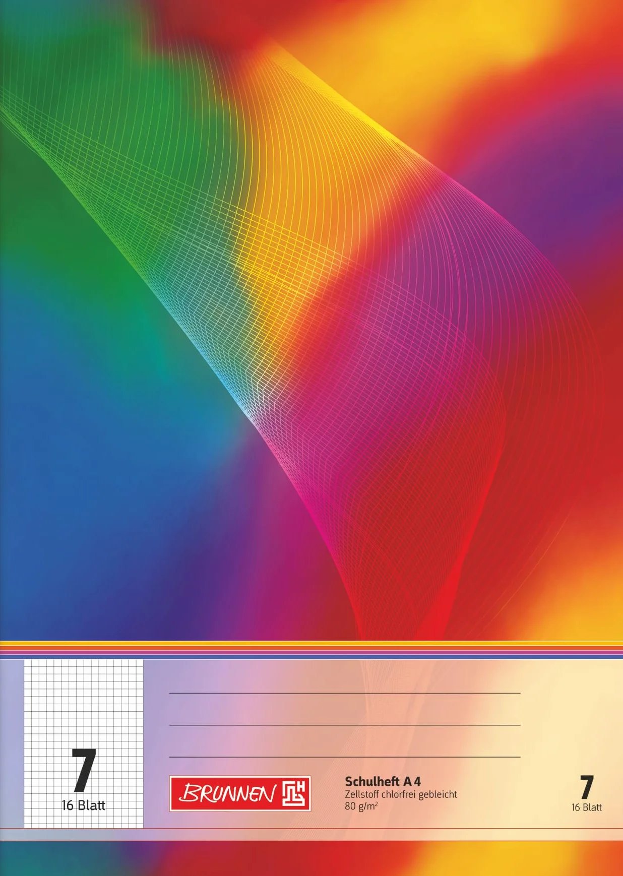 BRUNNEN Quaderno scolastico A4 rigatura 7 16 fogli multicolore